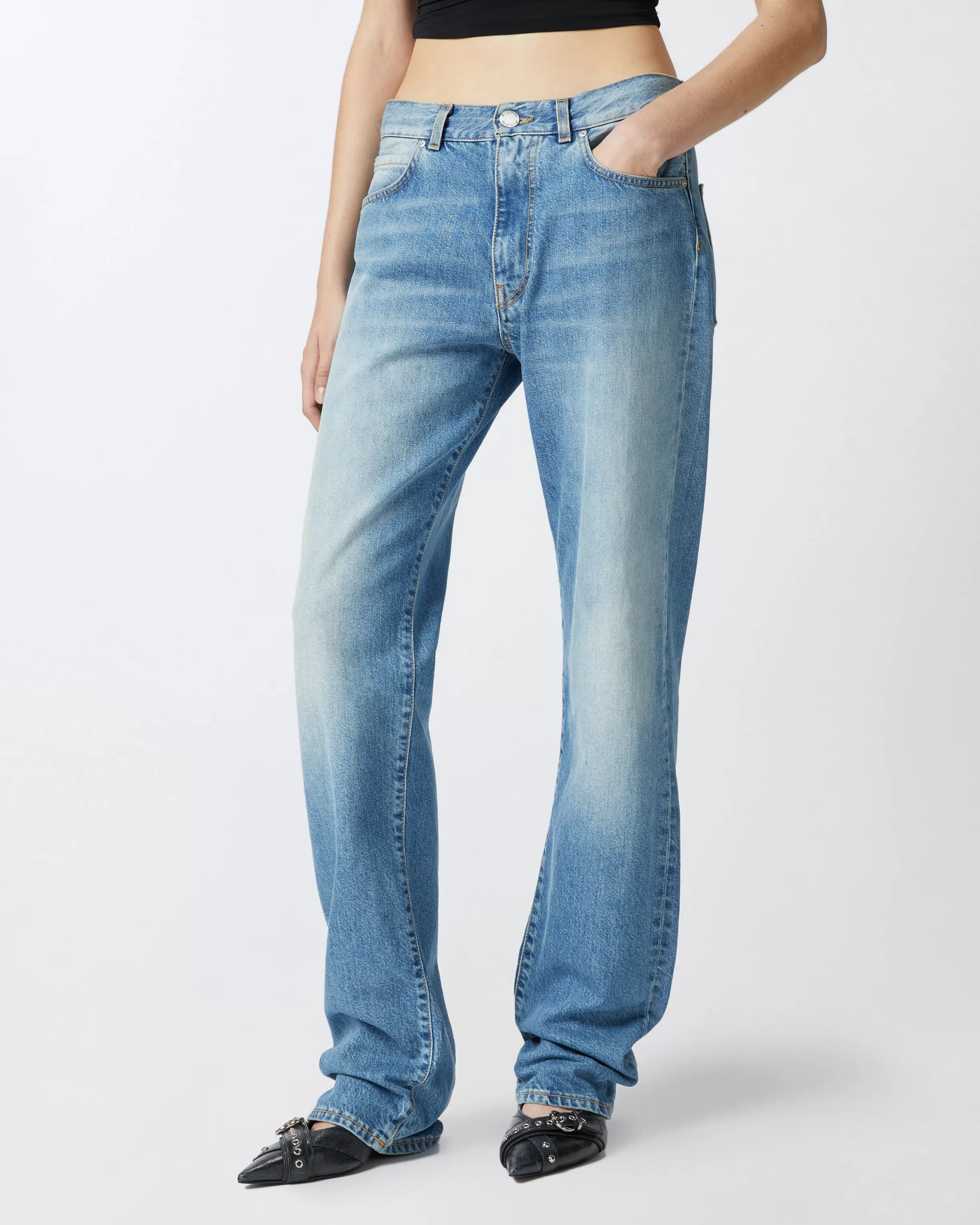 PINKO Loose-fit jeans in light blue vintage denim