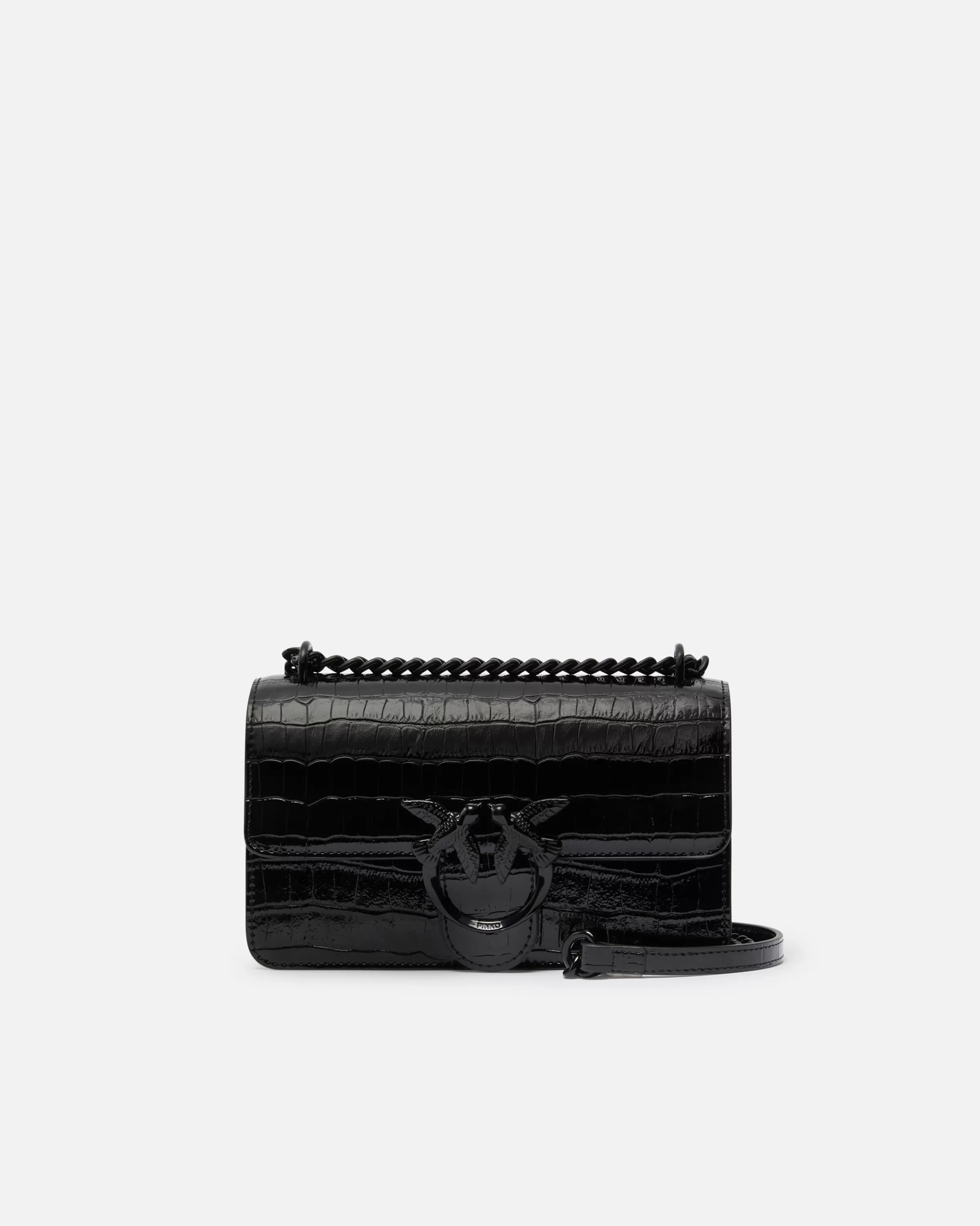 PINKO Love Bag all-black patent crossbody bag