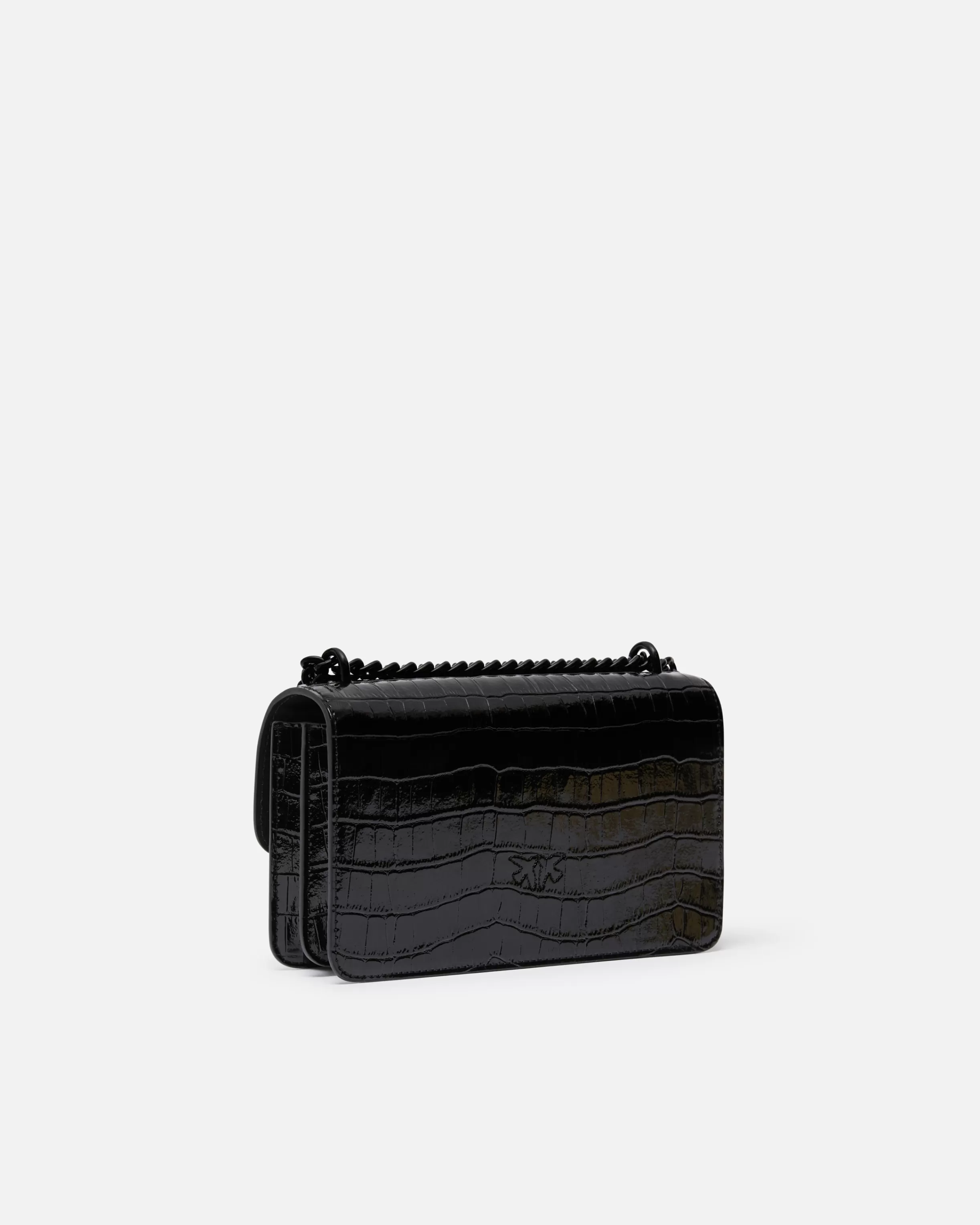 PINKO Love Bag all-black patent crossbody bag