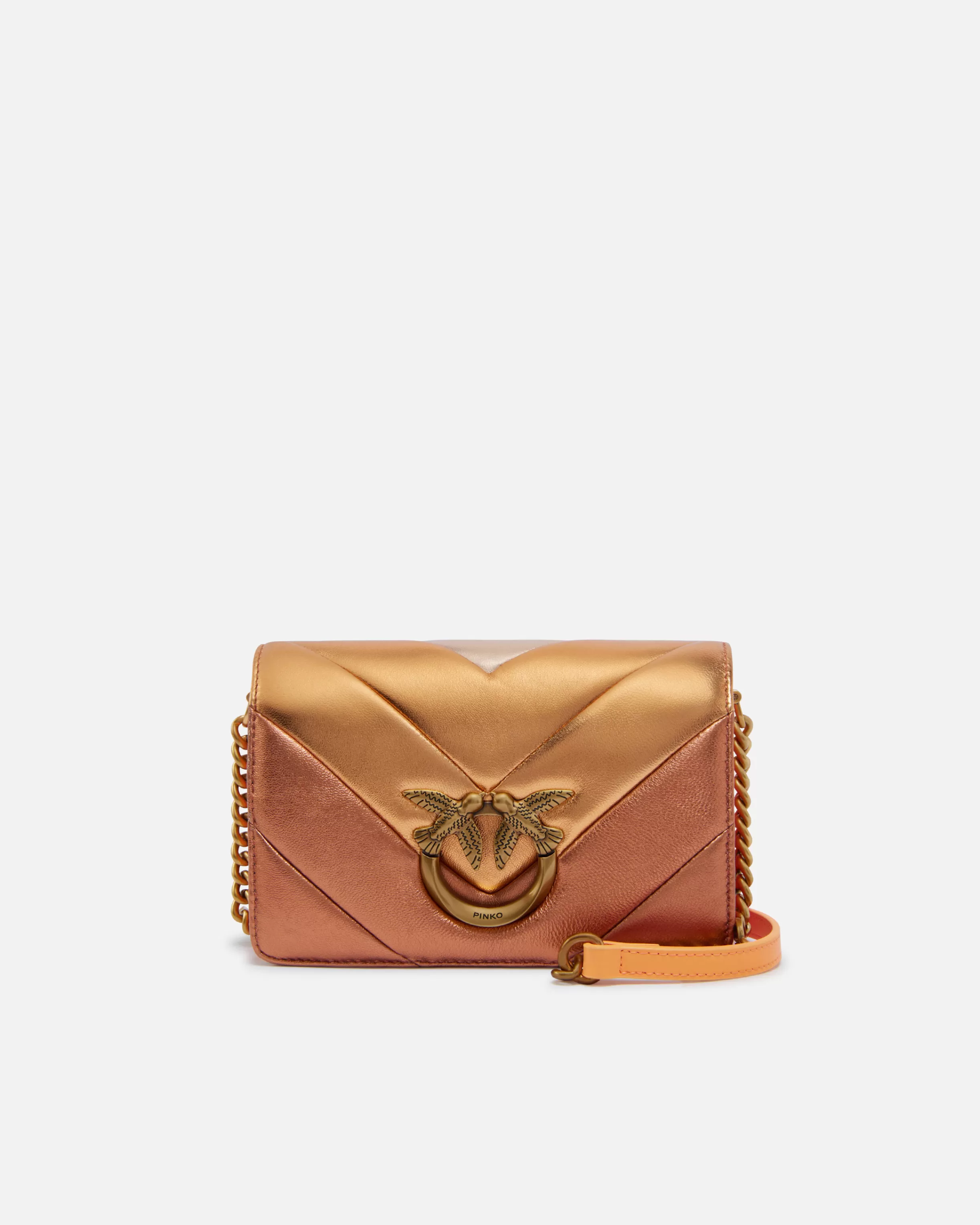 PINKO Love Bag Click mini quilted crossbody bag with metallic and fade effects