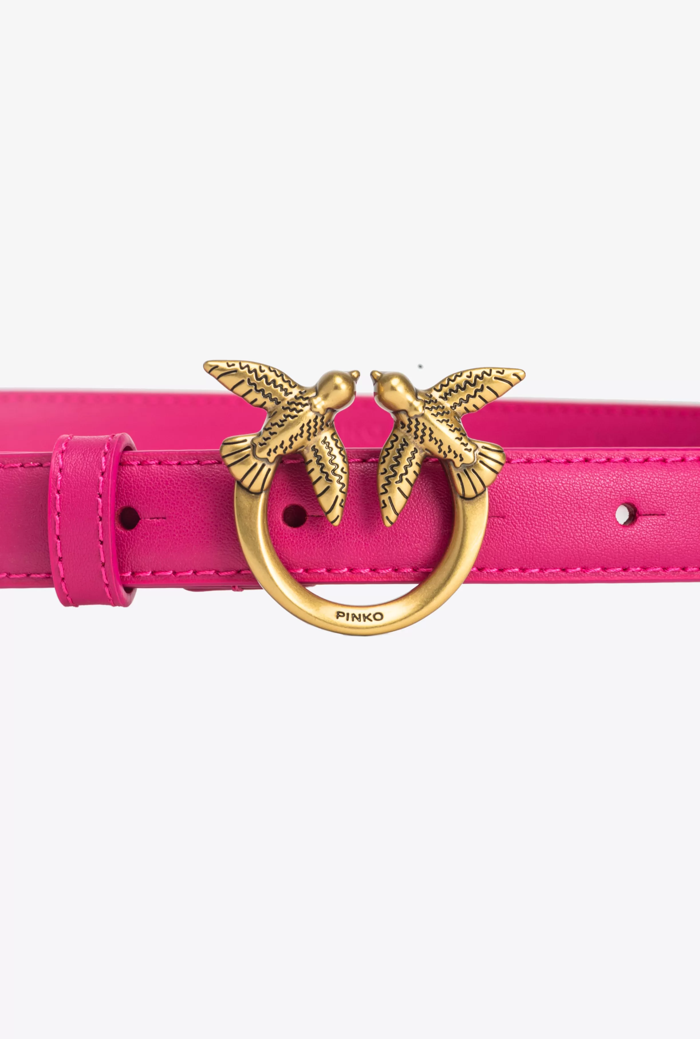 PINKO Love Birds thin leather belt 2cm