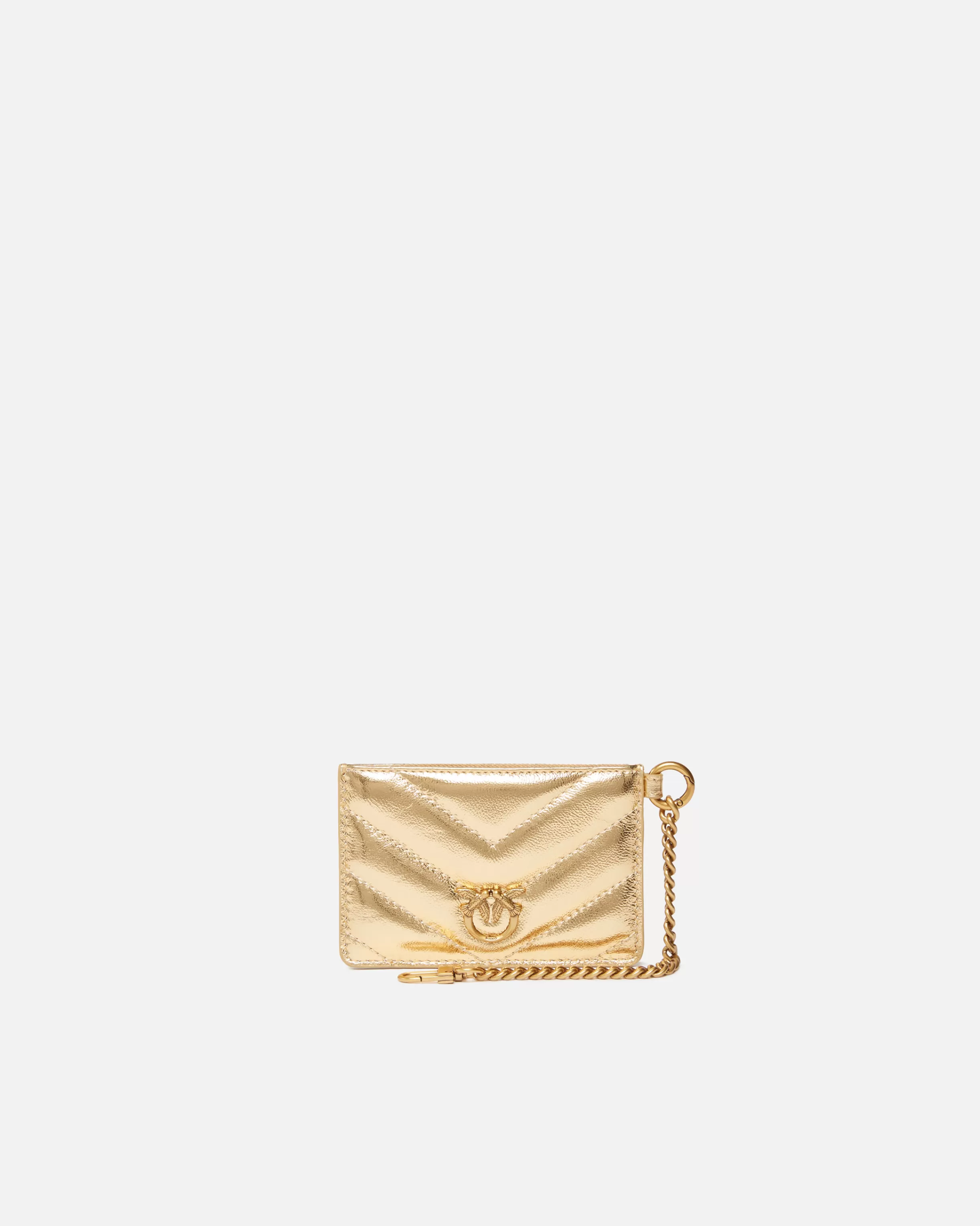 PINKO Metallic leather pouch with card slots