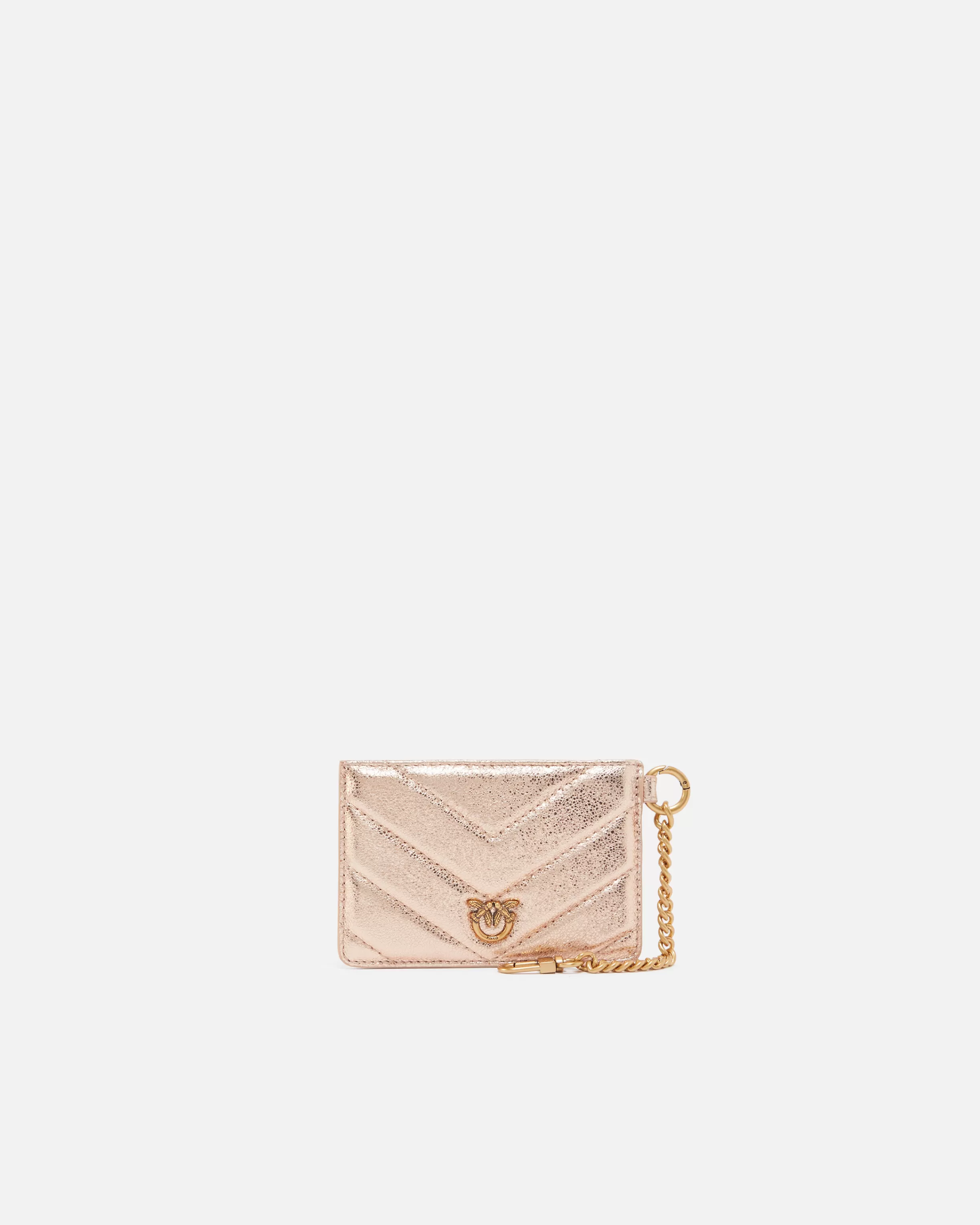 PINKO Metallic leather pouch with card slots