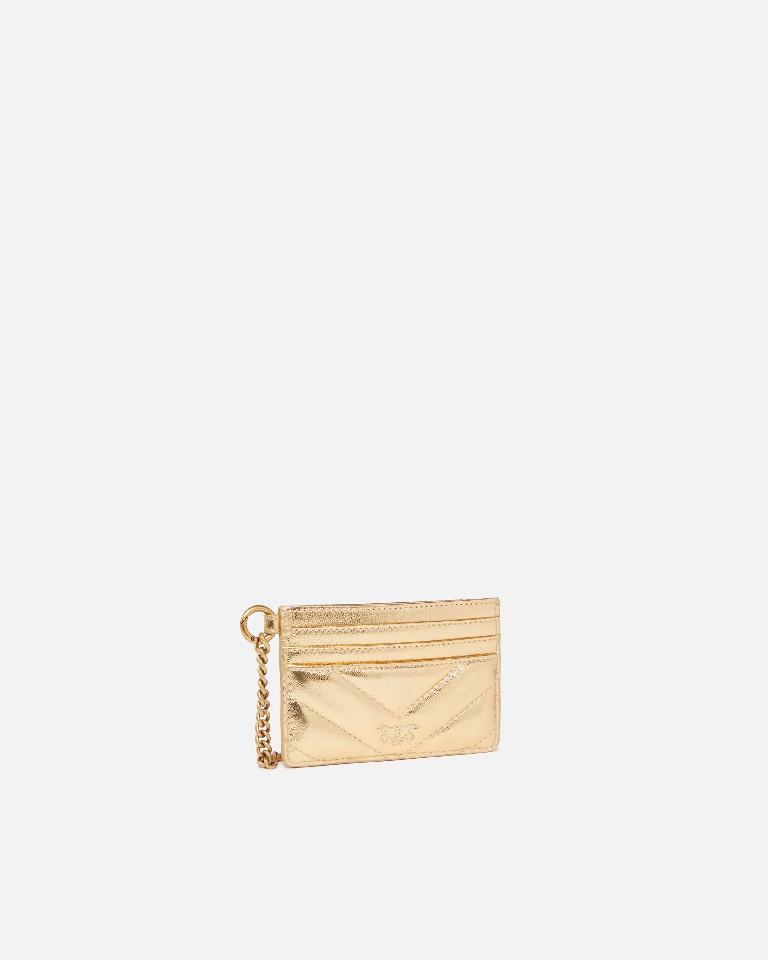 PINKO Metallic leather pouch with card slots