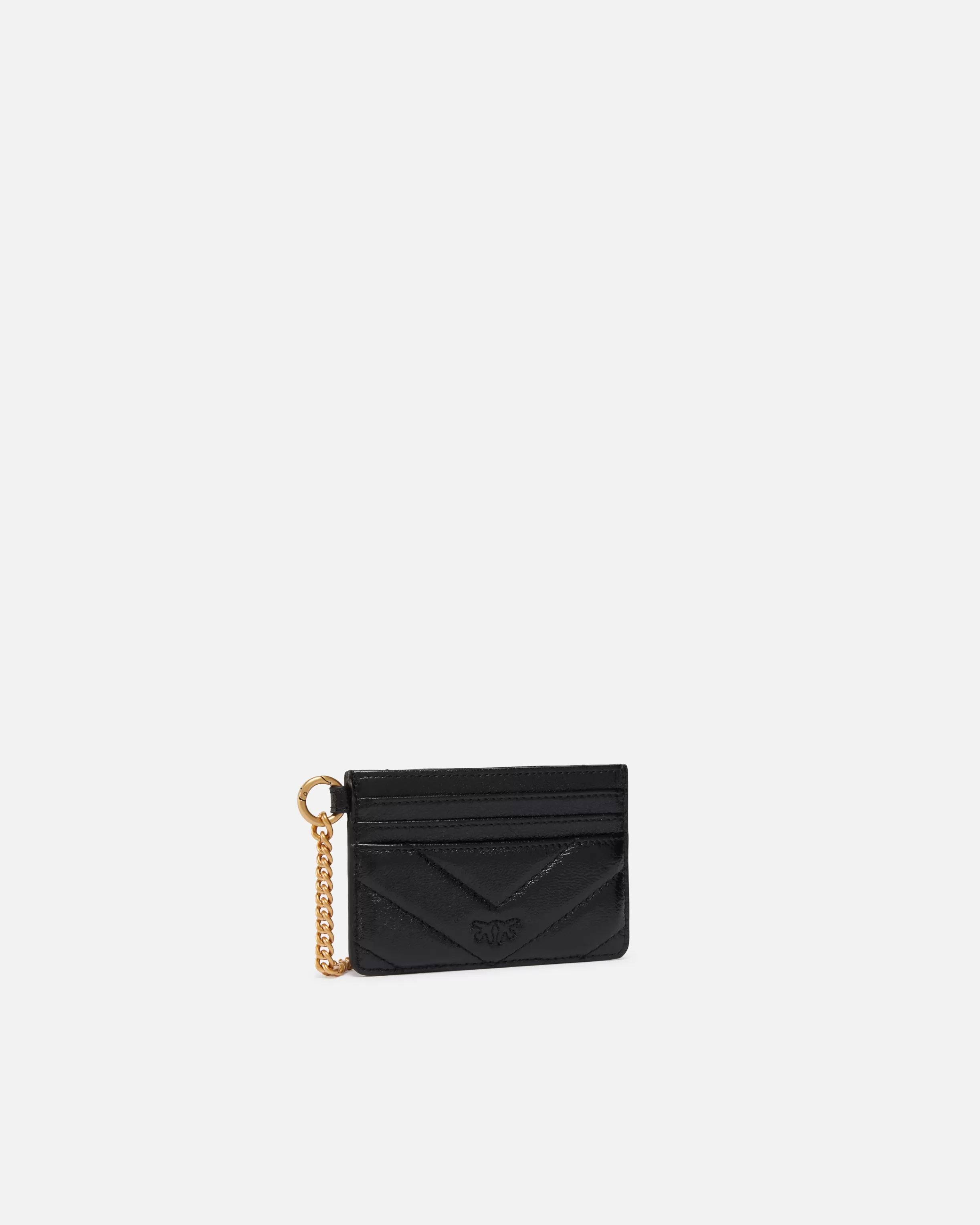 PINKO Metallic leather pouch with card slots