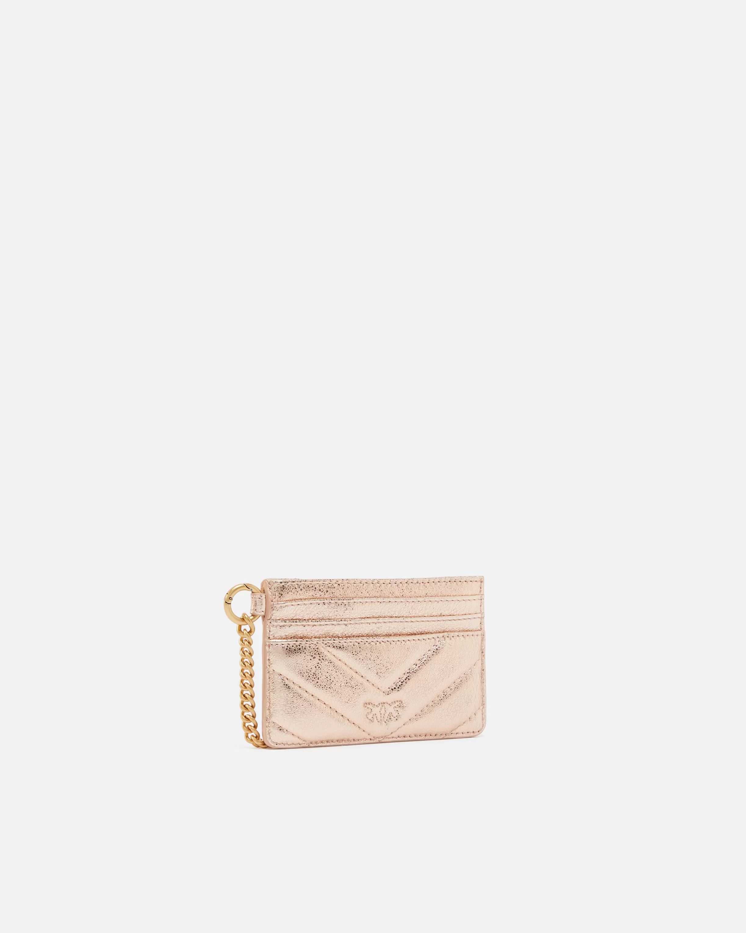 PINKO Metallic leather pouch with card slots