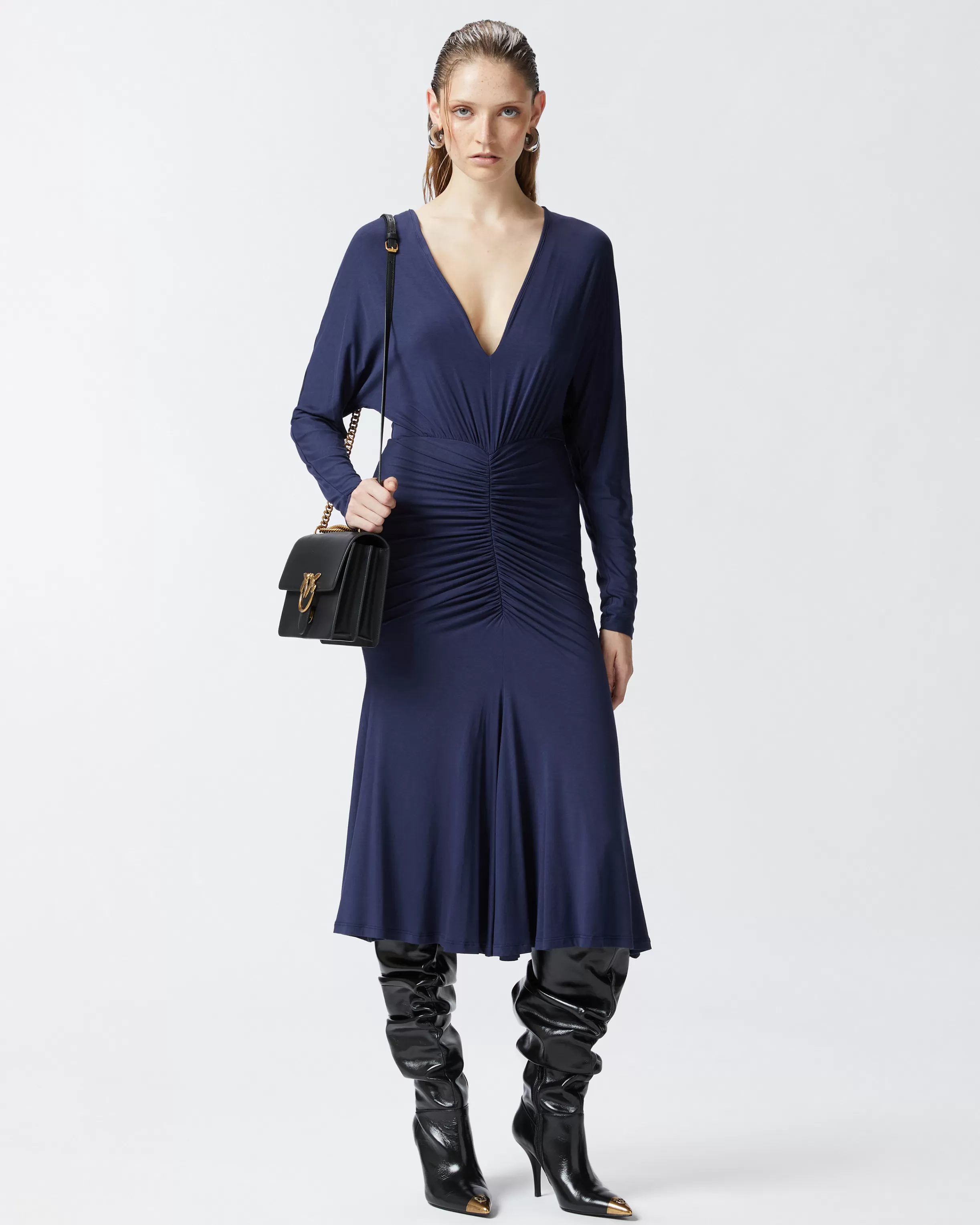 PINKO Midi dress in modal with V-neck