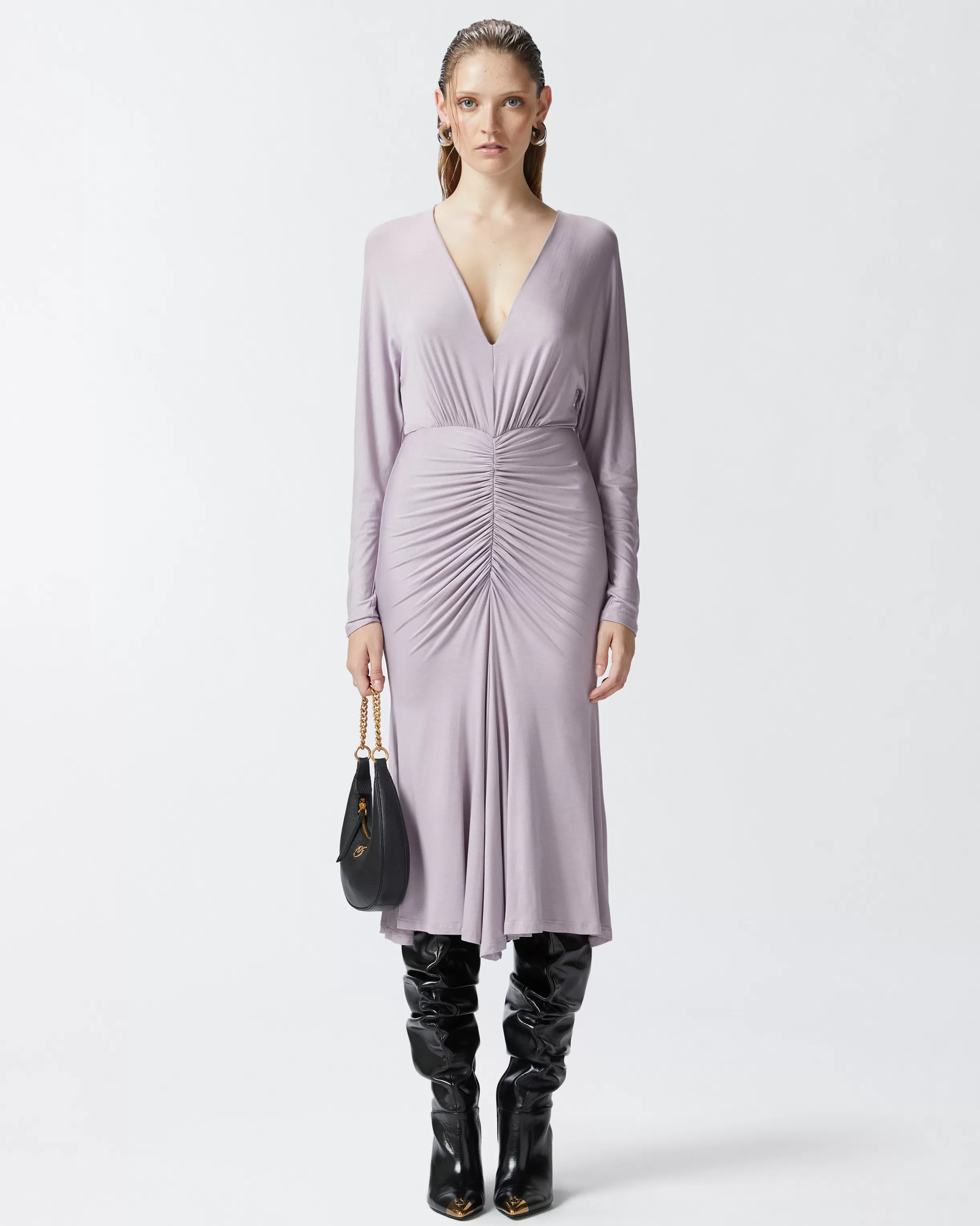 PINKO Midi dress in modal with V-neck