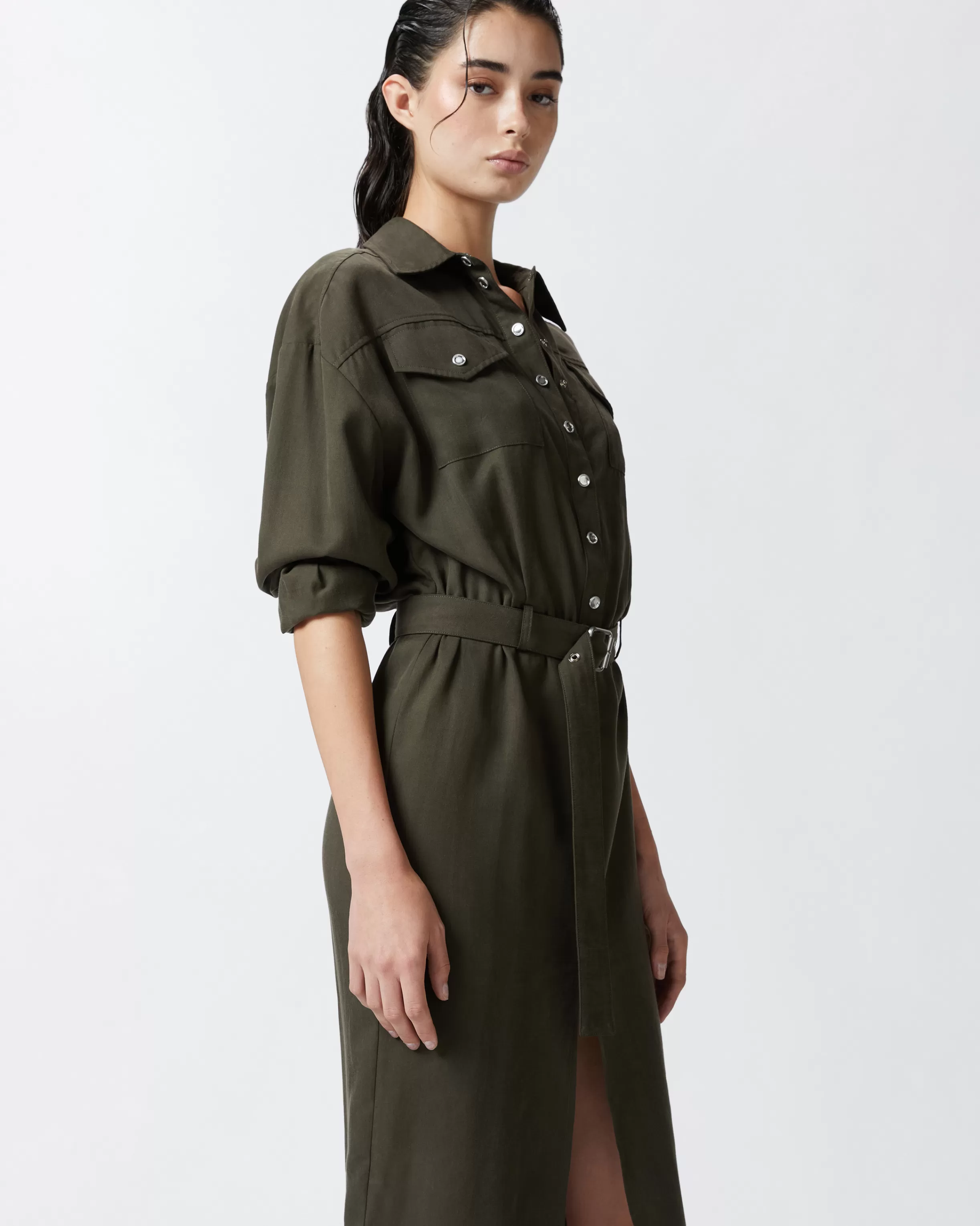 PINKO Midi shirt dress with belt and pockets