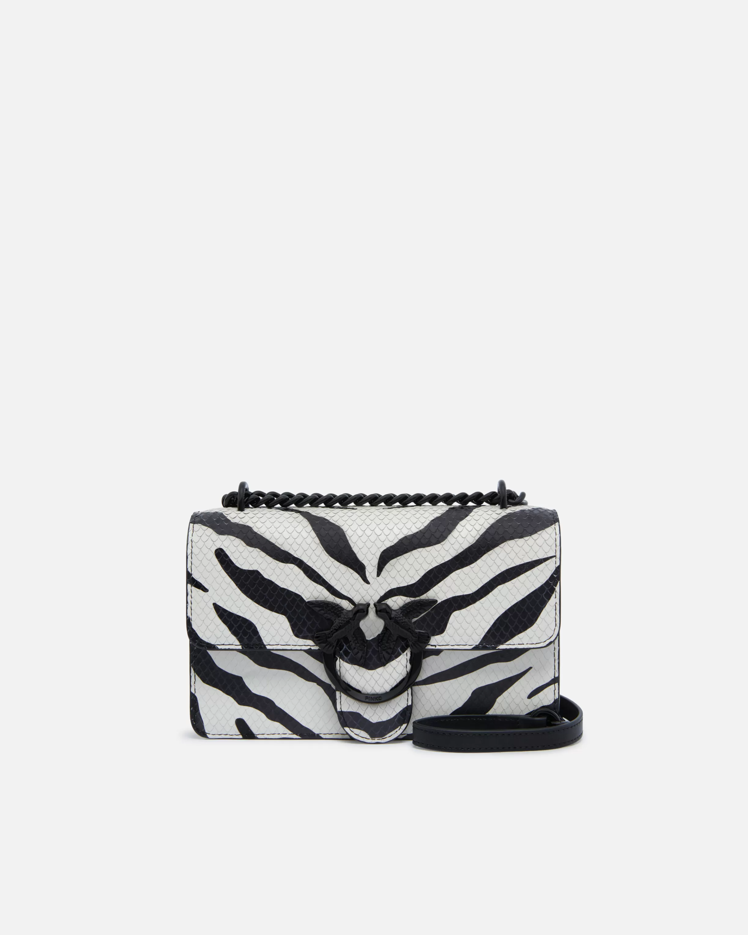 PINKO Mini Love Bag leather crossbody bag with zebra pattern