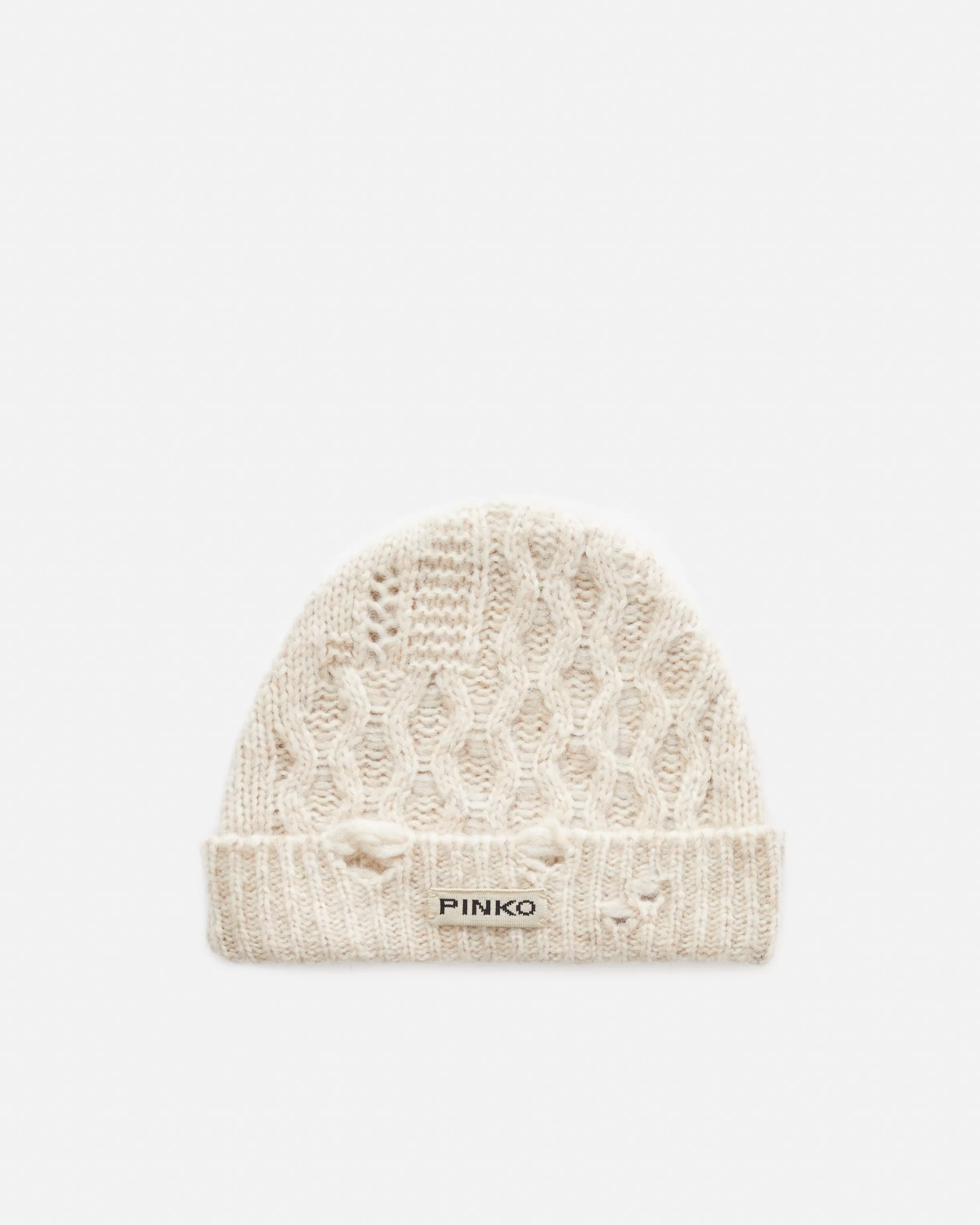 PINKO Mixed-stitch wool-blend beanie