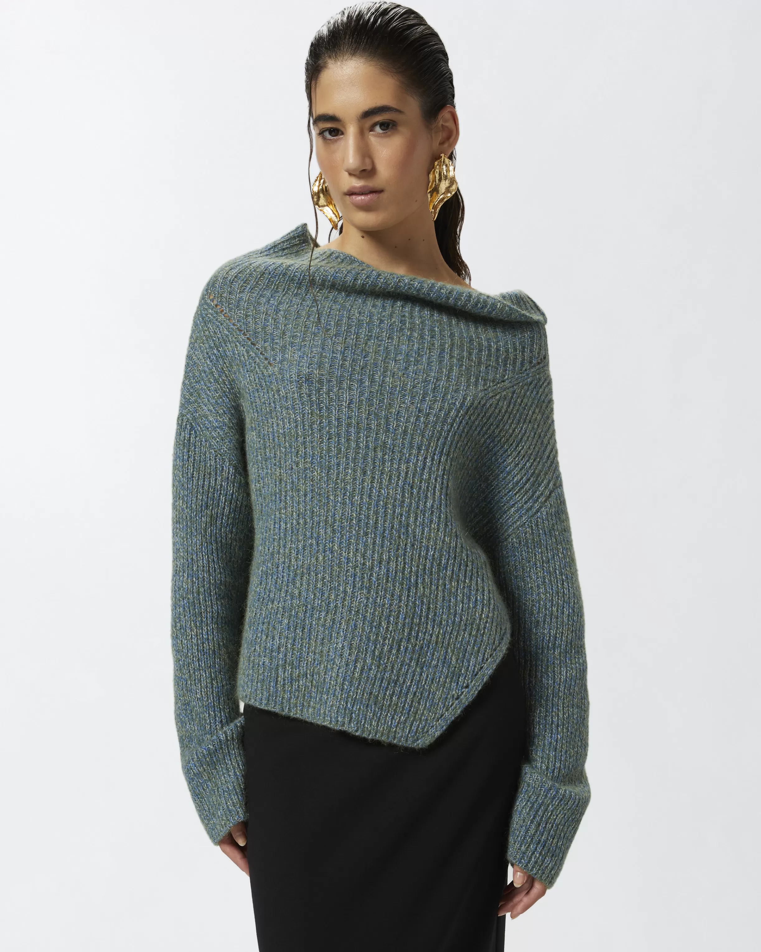 PINKO Multicoloured ribbed asymmetric sweater