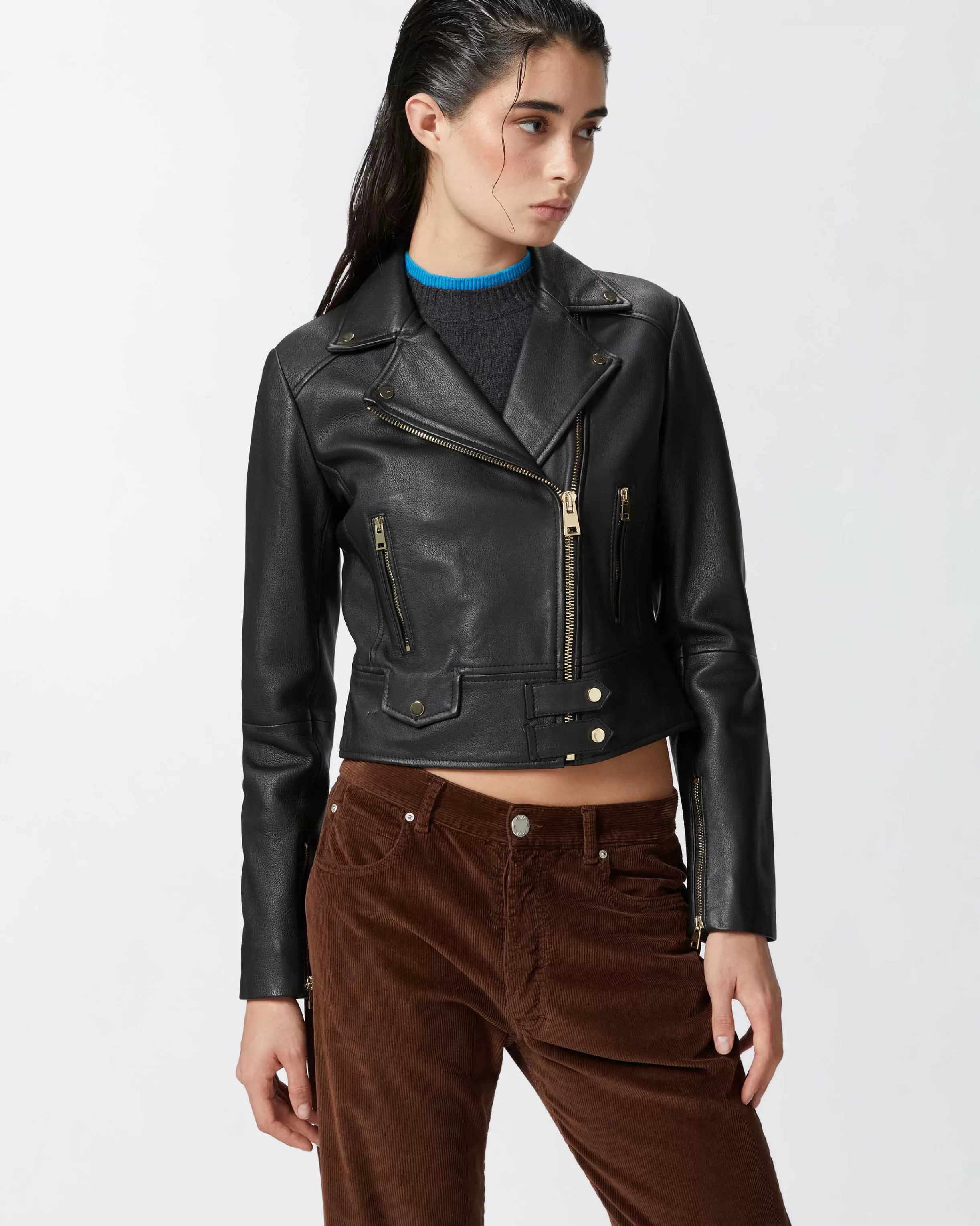 PINKO Nappa leather biker jacket