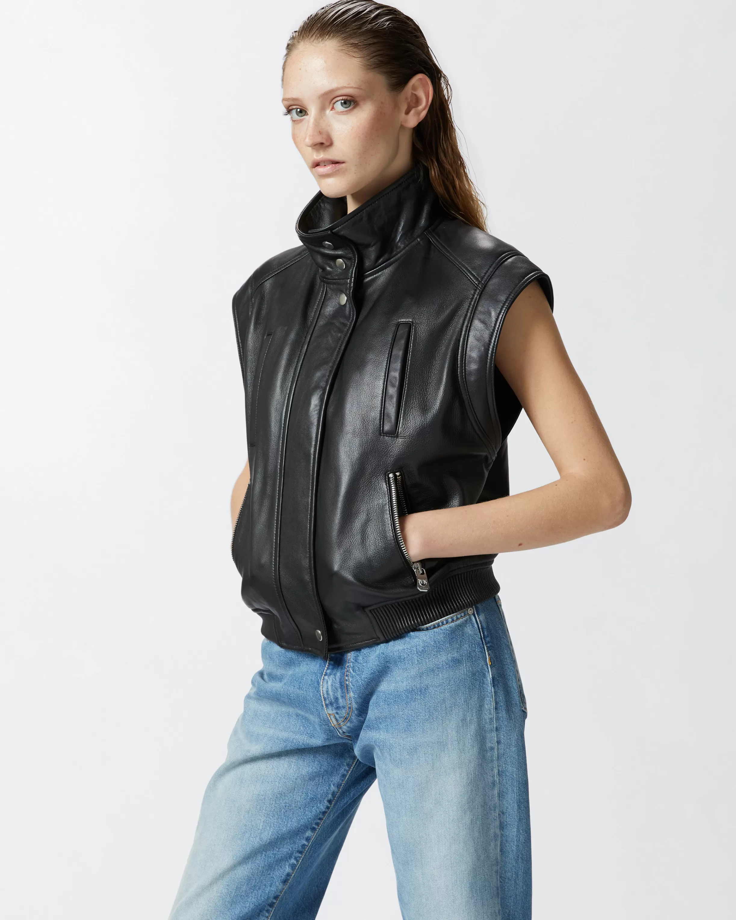 PINKO Nappa leather biker jacket