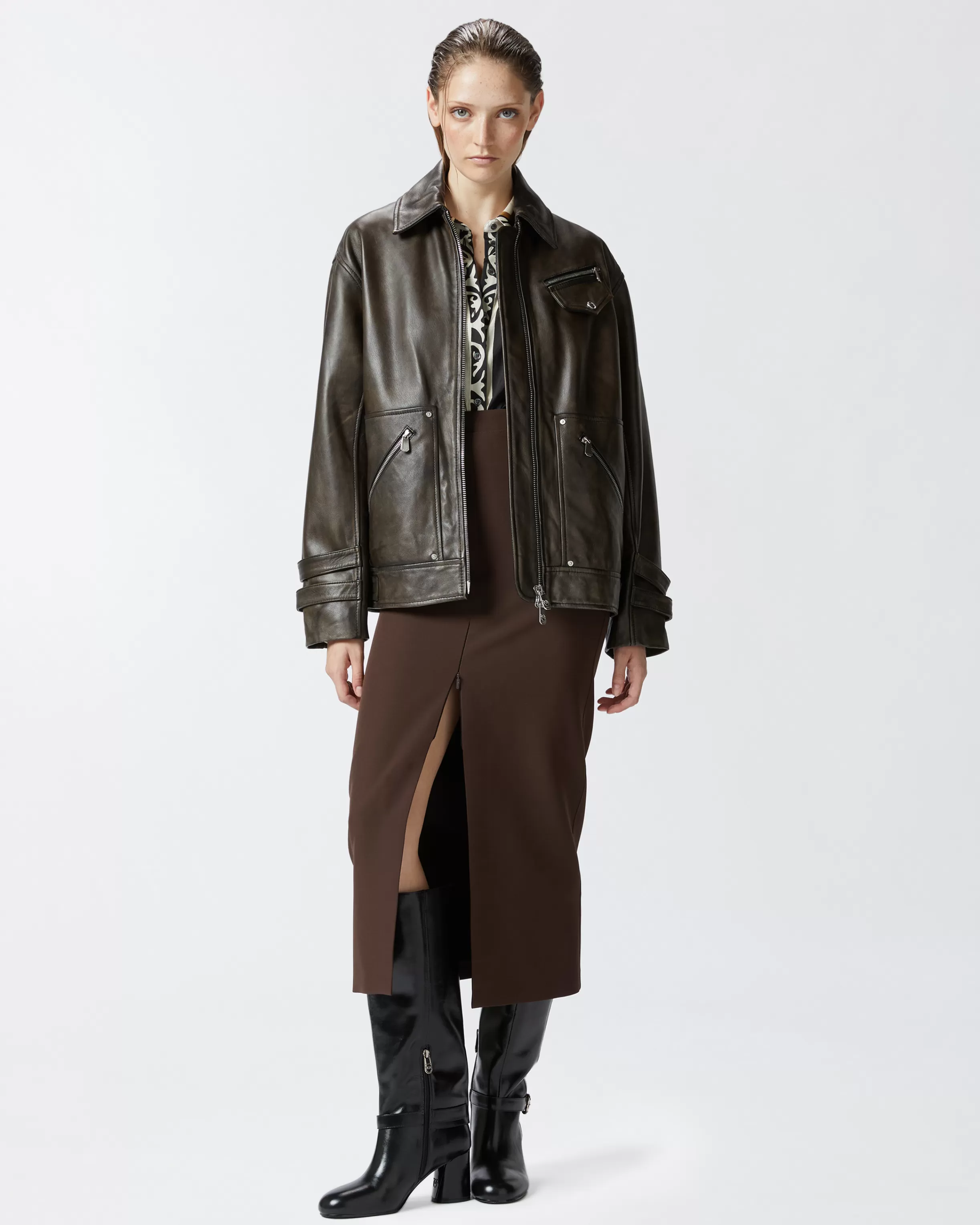 PINKO Old-effect leather jacket