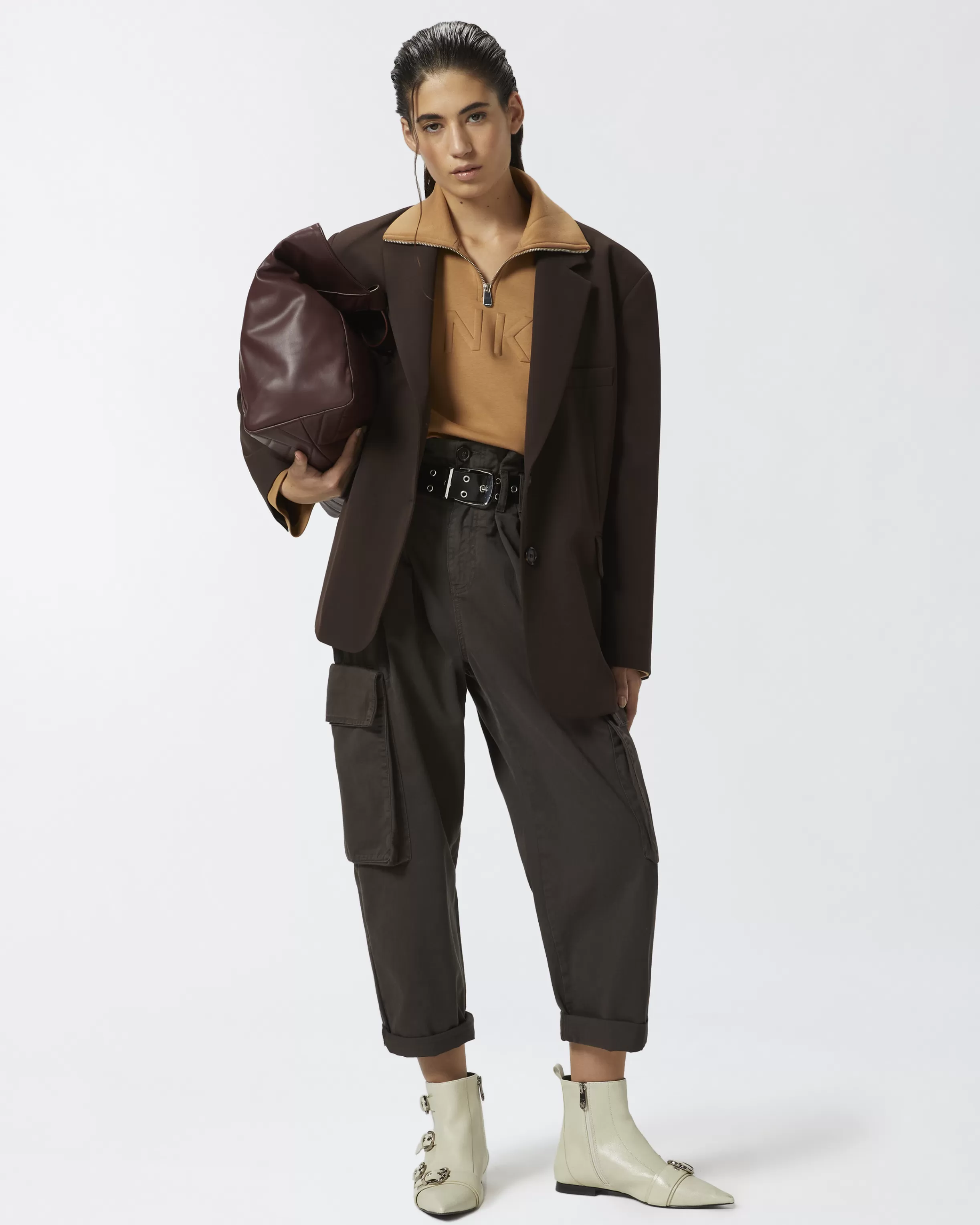 PINKO Oversize cargo trousers with belt