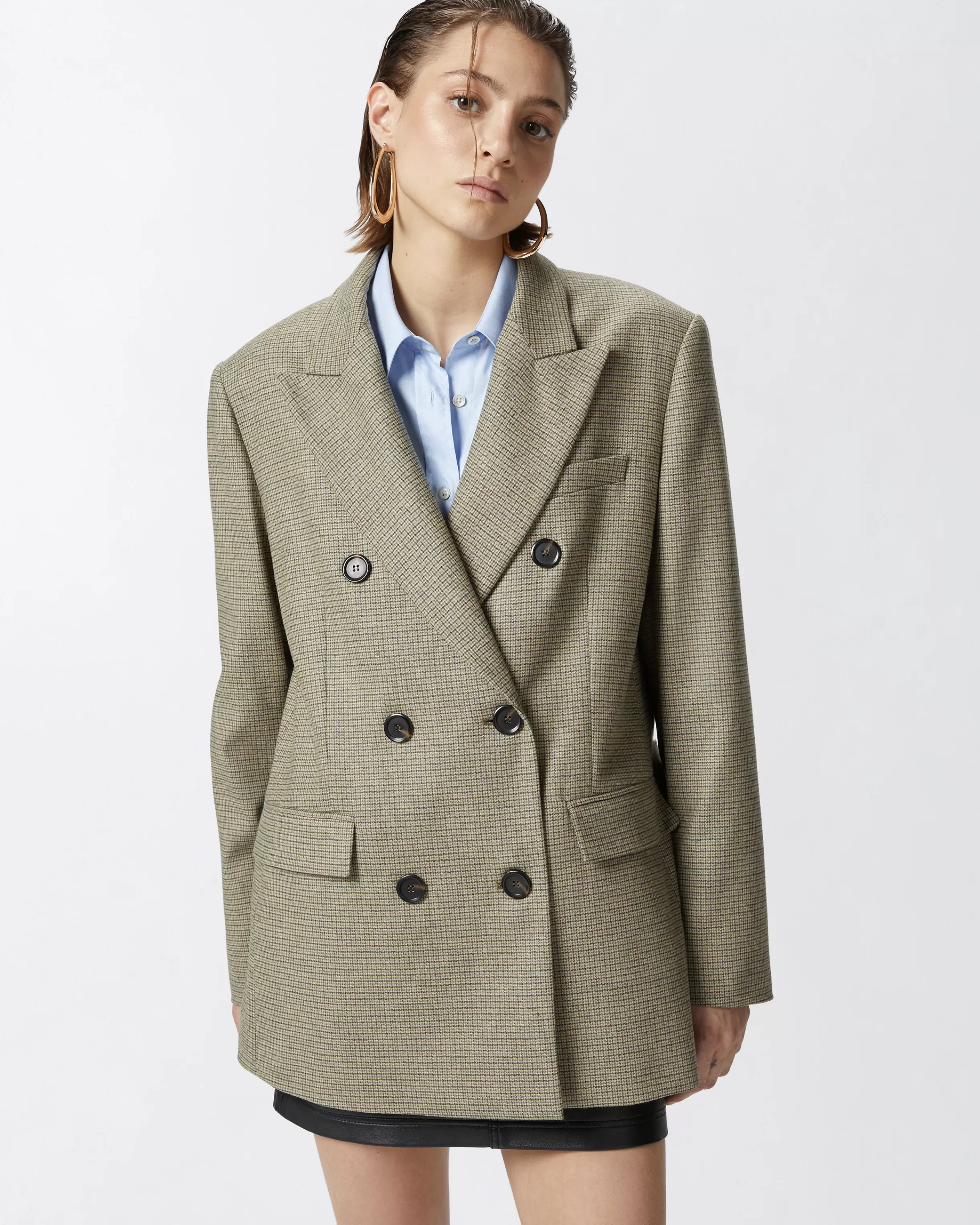 PINKO Oversized double-breasted check blazer