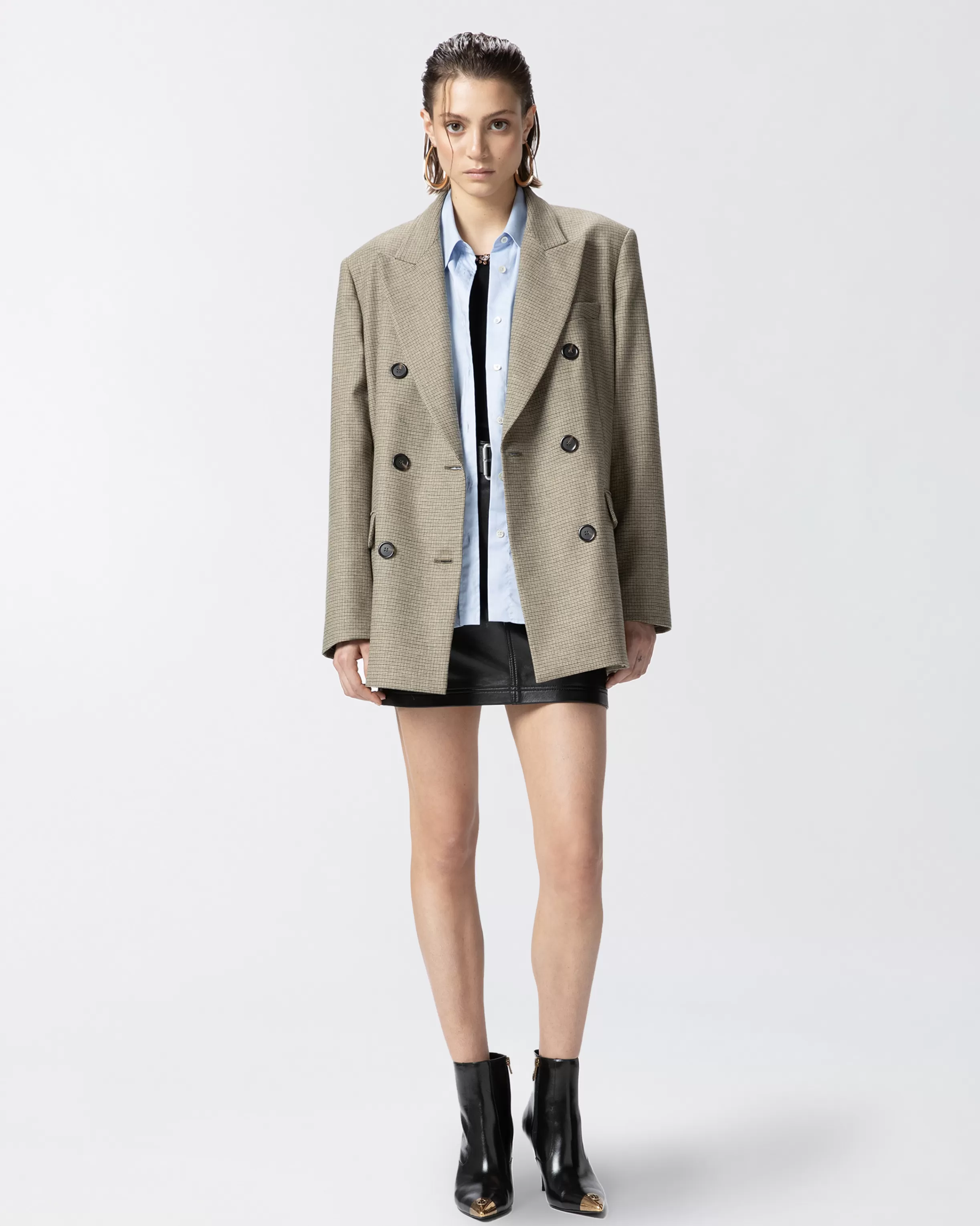 PINKO Oversized double-breasted check blazer