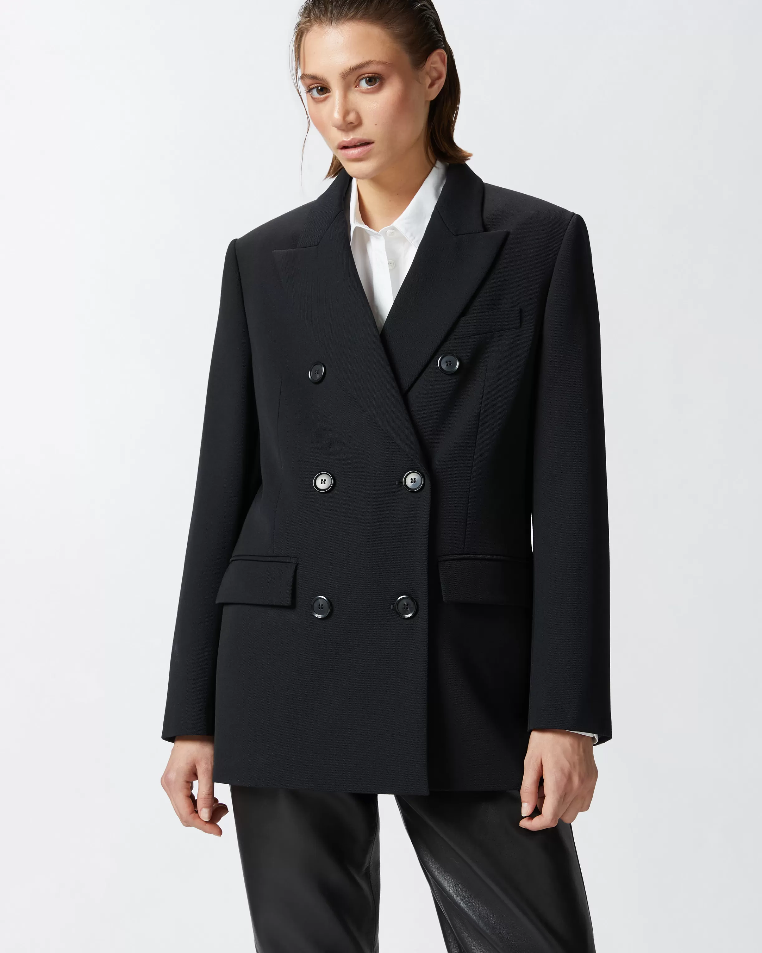 PINKO Oversized double-breasted wool-blend twill blazer