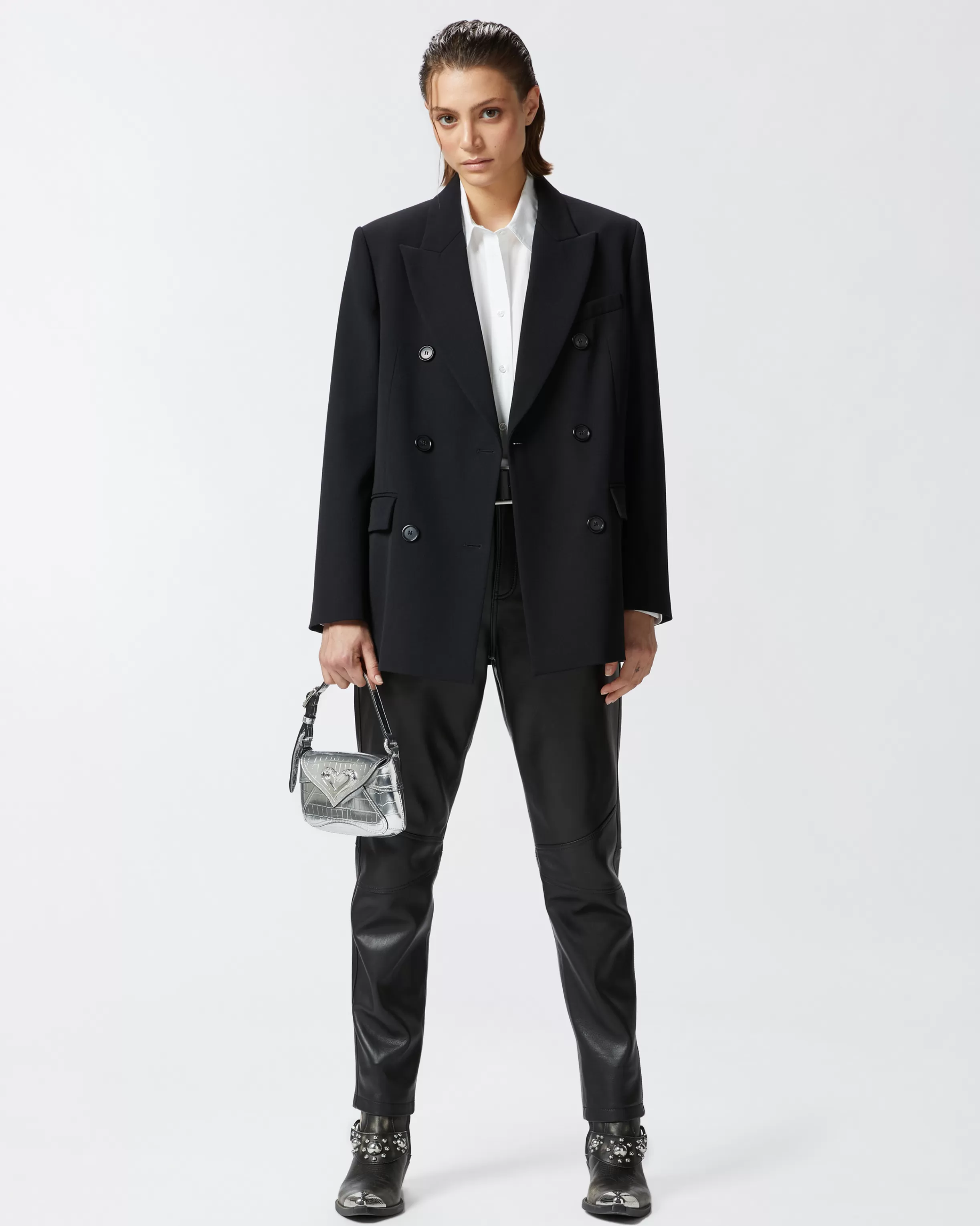 PINKO Oversized double-breasted wool-blend twill blazer