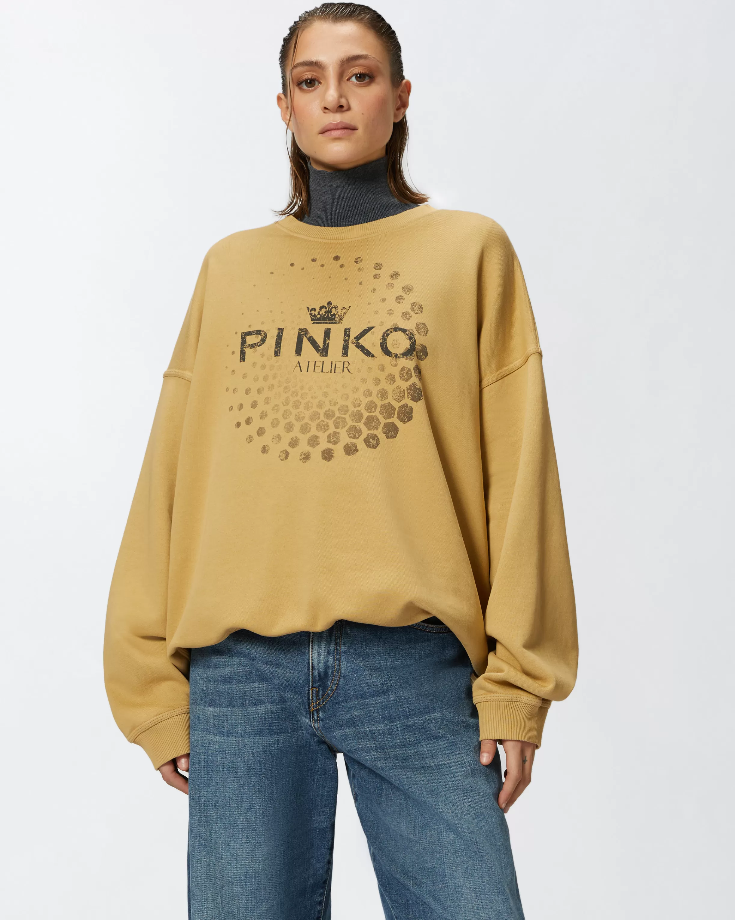 PINKO Oversized sweatshirt with Atelier print