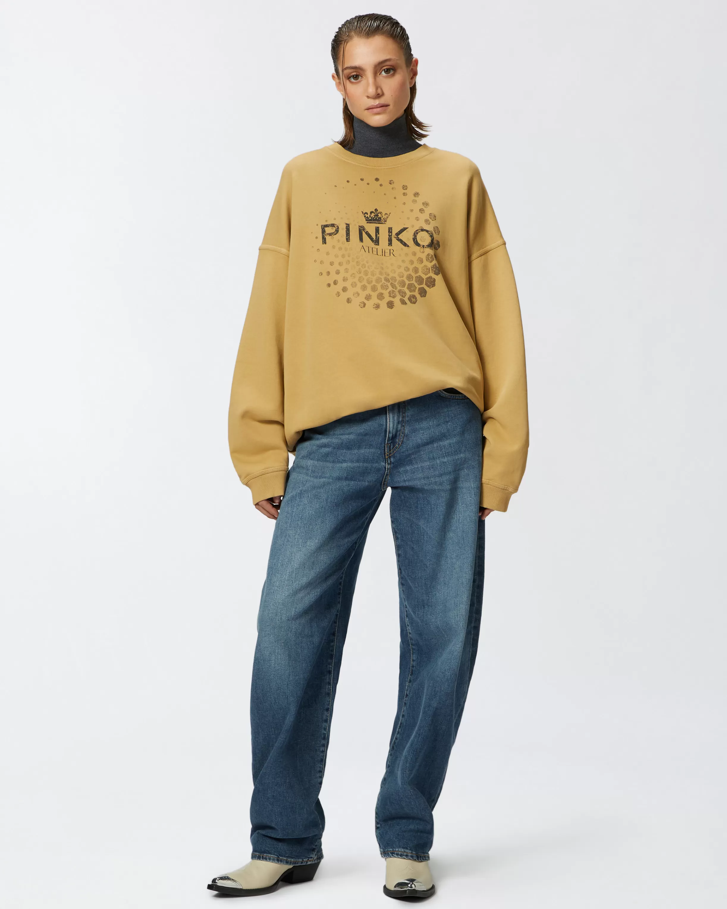 PINKO Oversized sweatshirt with Atelier print