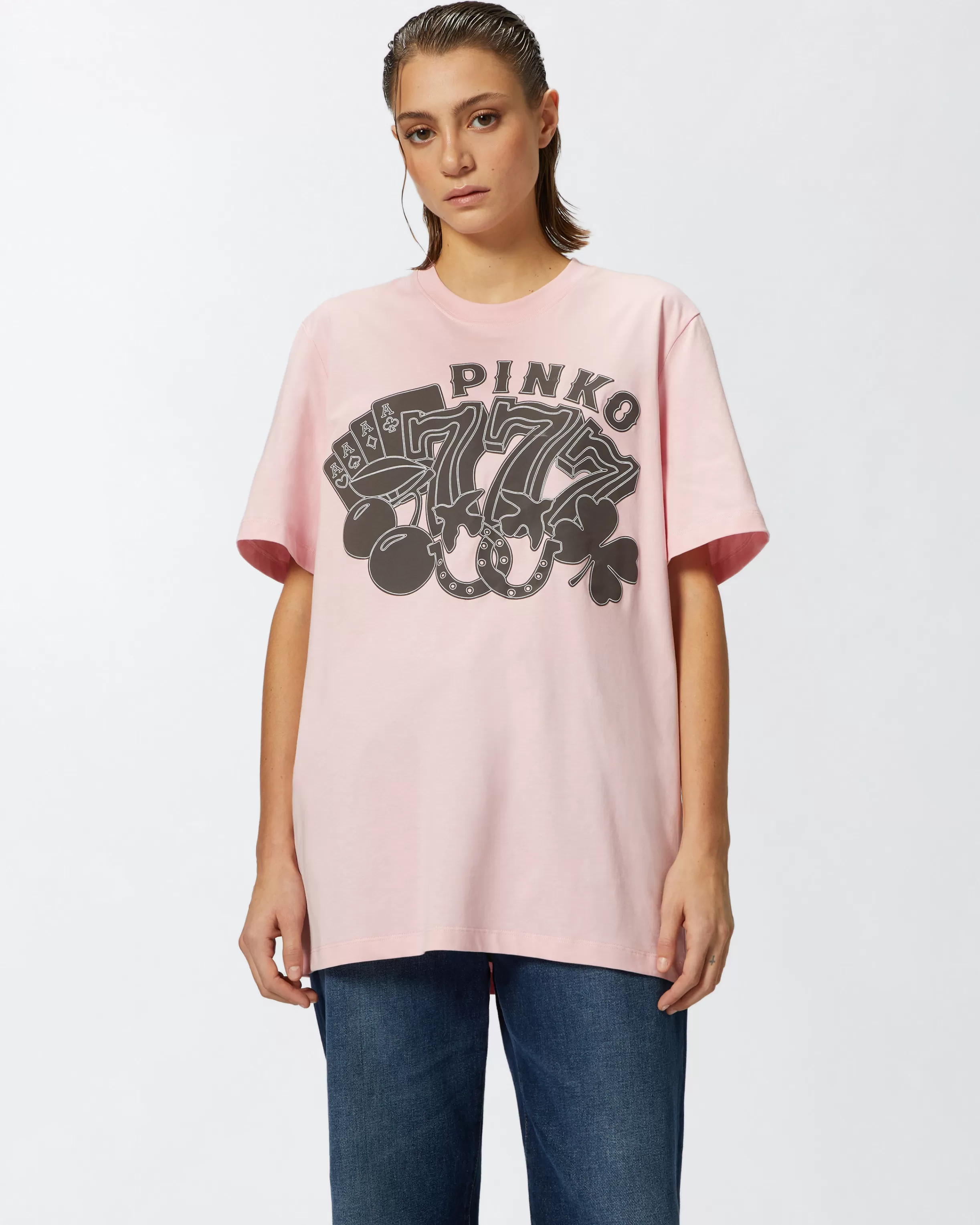 PINKO Oversized T-shirt with casino print