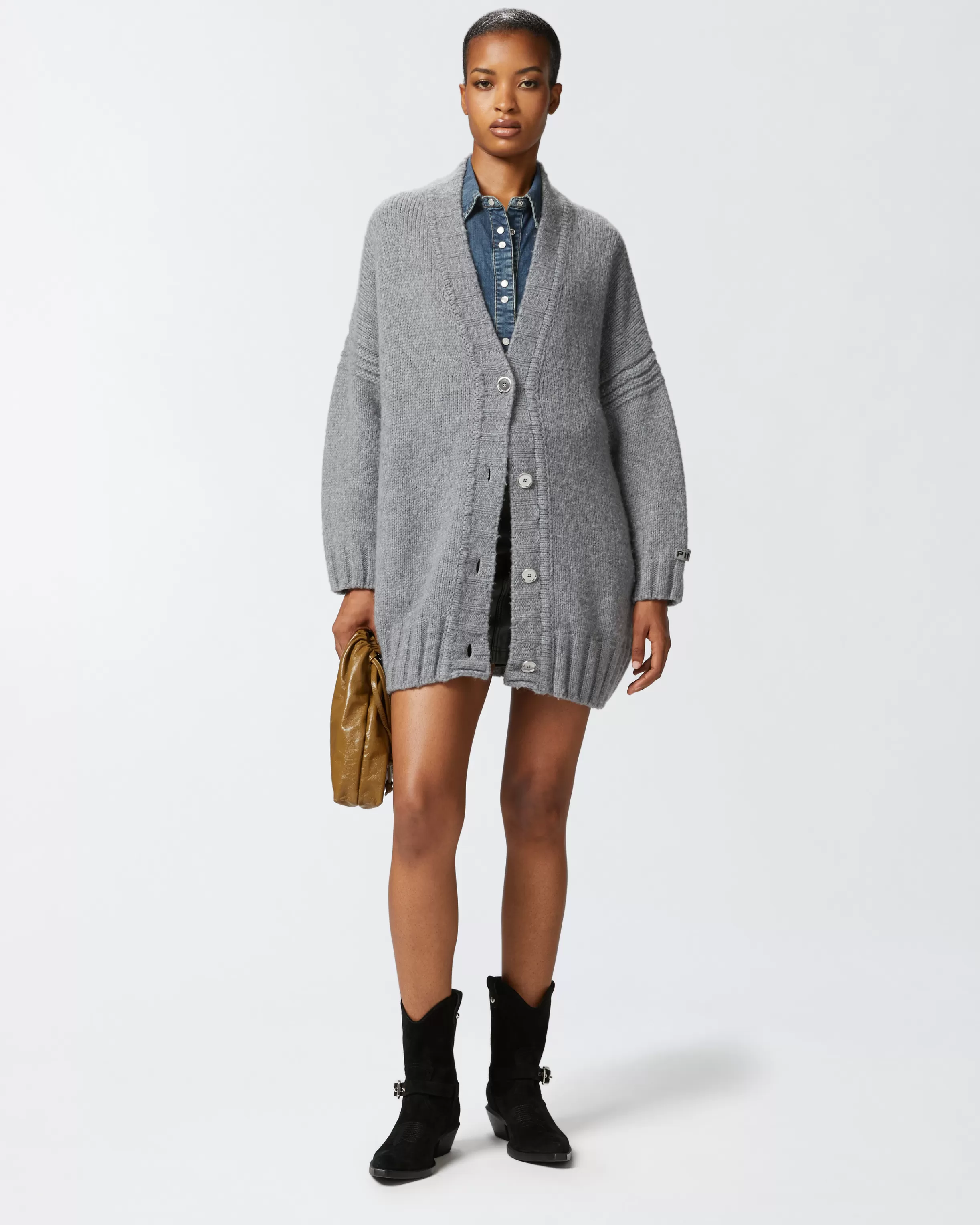 PINKO Oversized V-neck cardigan with buttons