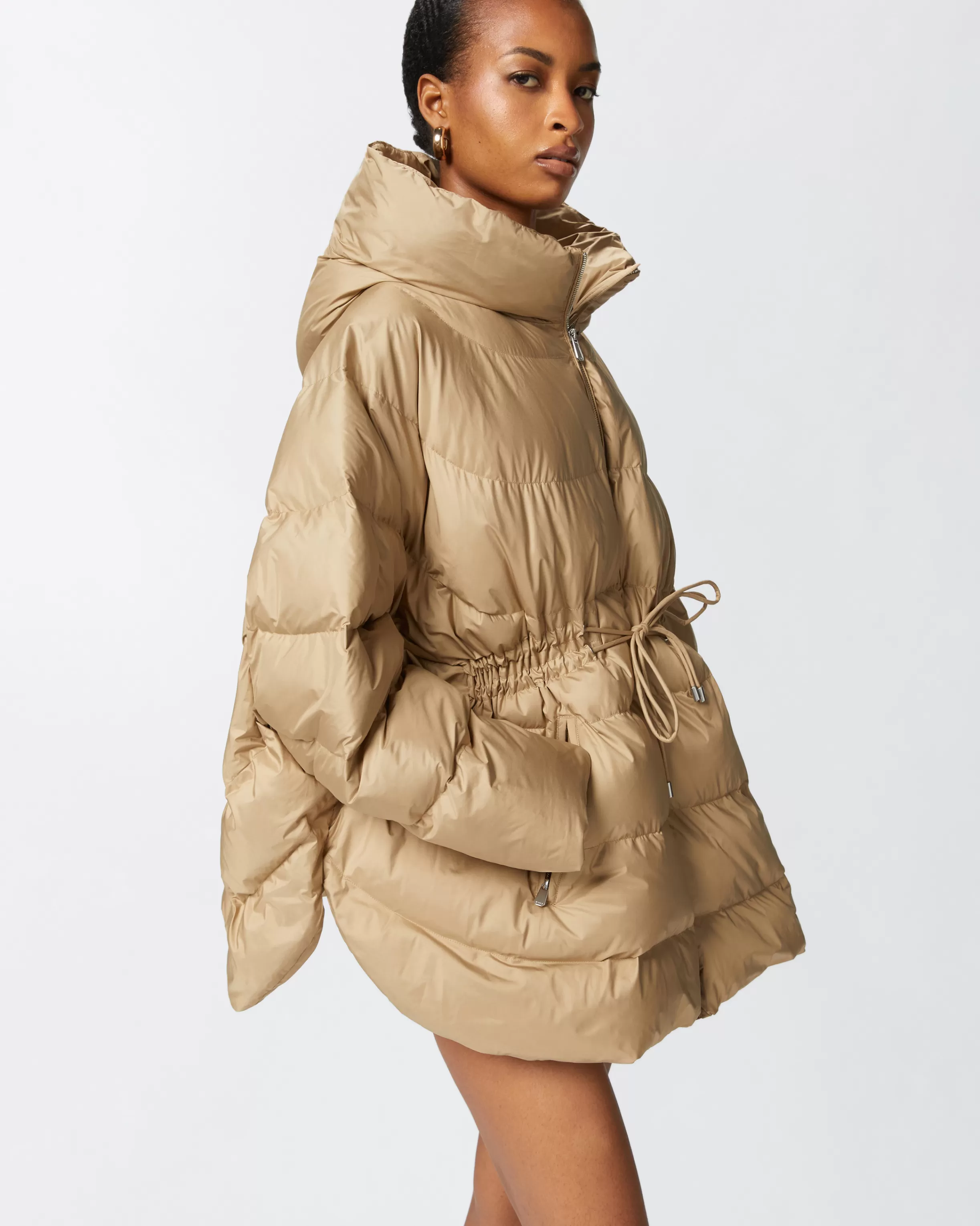 PINKO Padded and quilted flared puffer jacket with drawstring