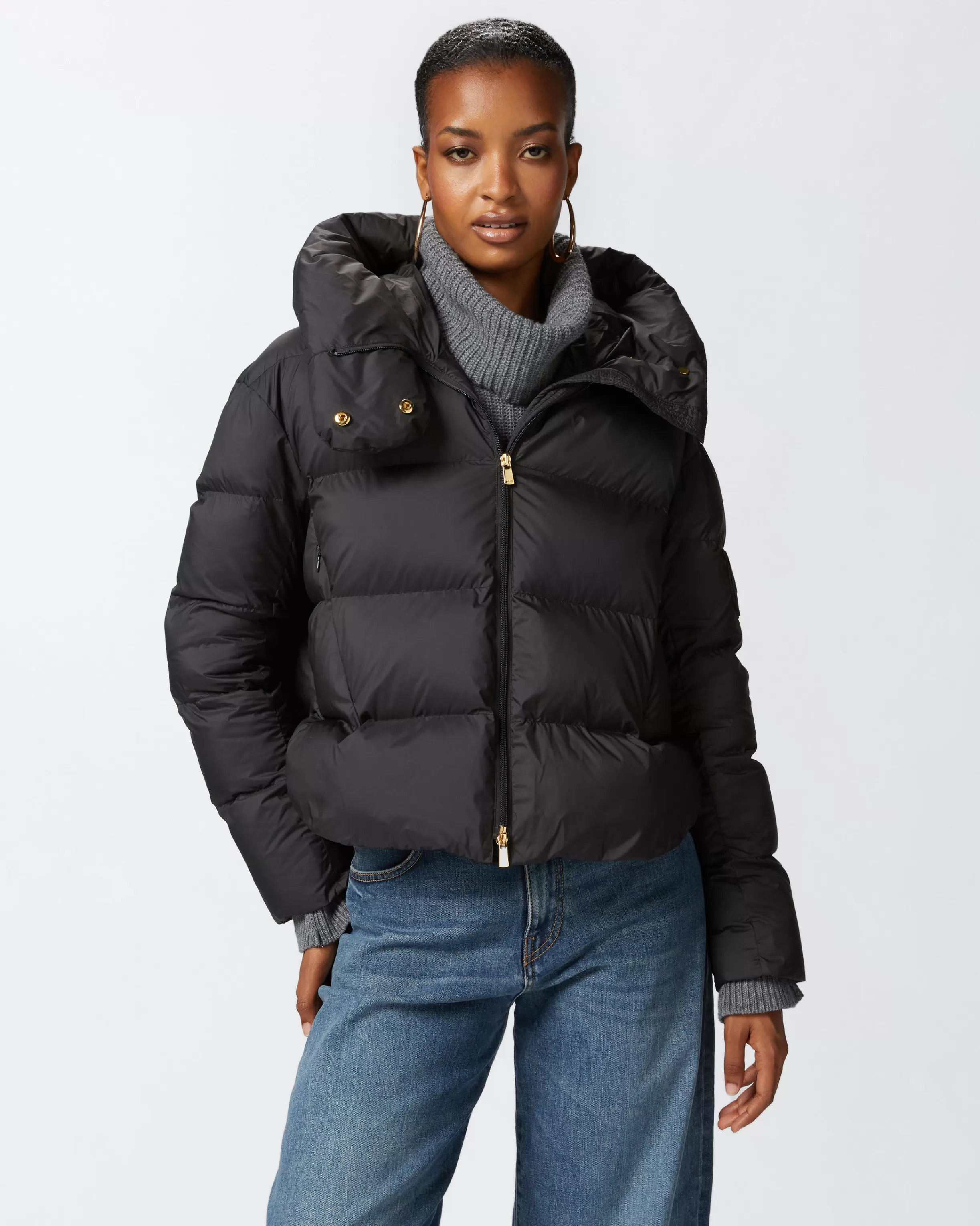 PINKO Padded down jacket with high wrap-around collar