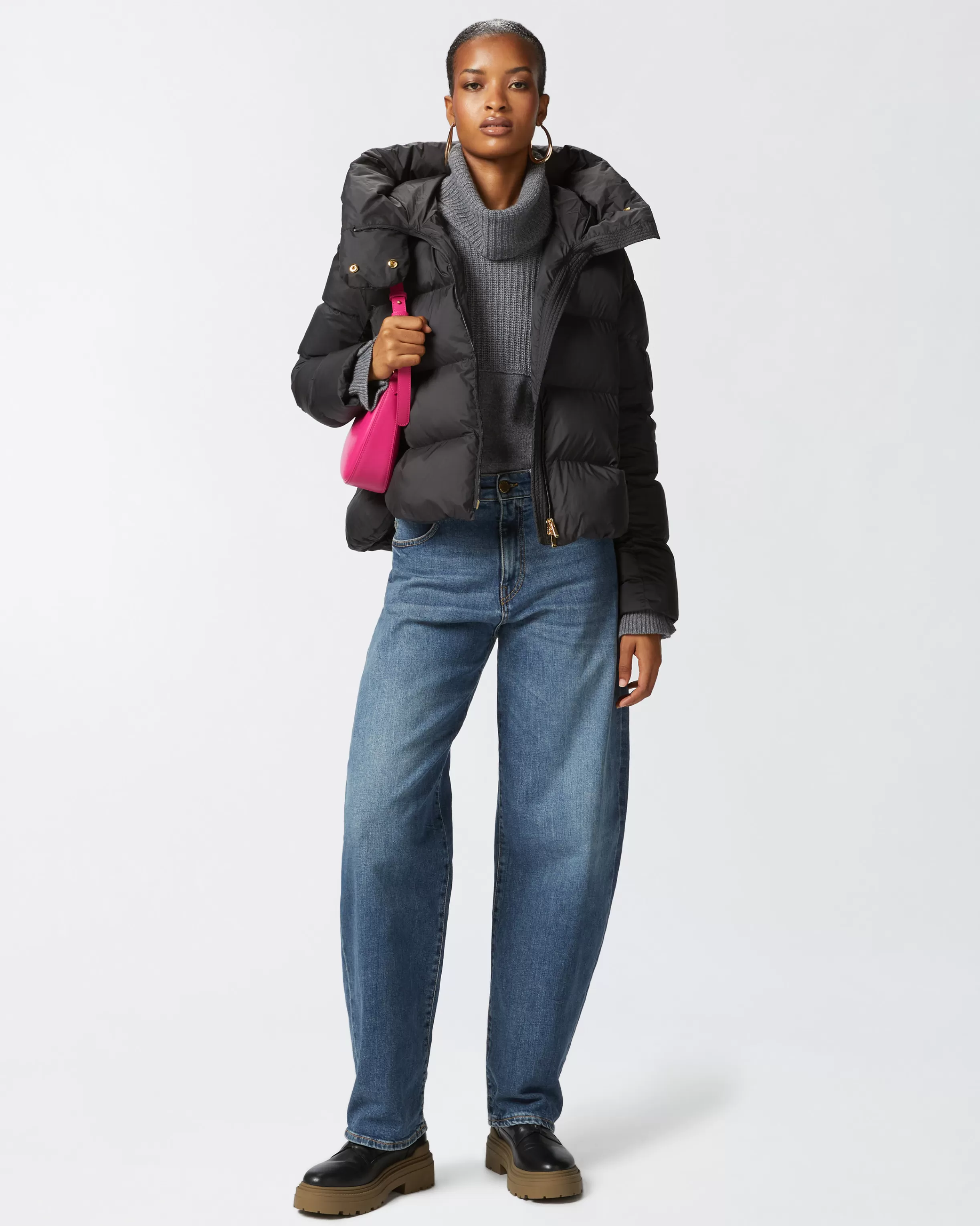 PINKO Padded down jacket with high wrap-around collar