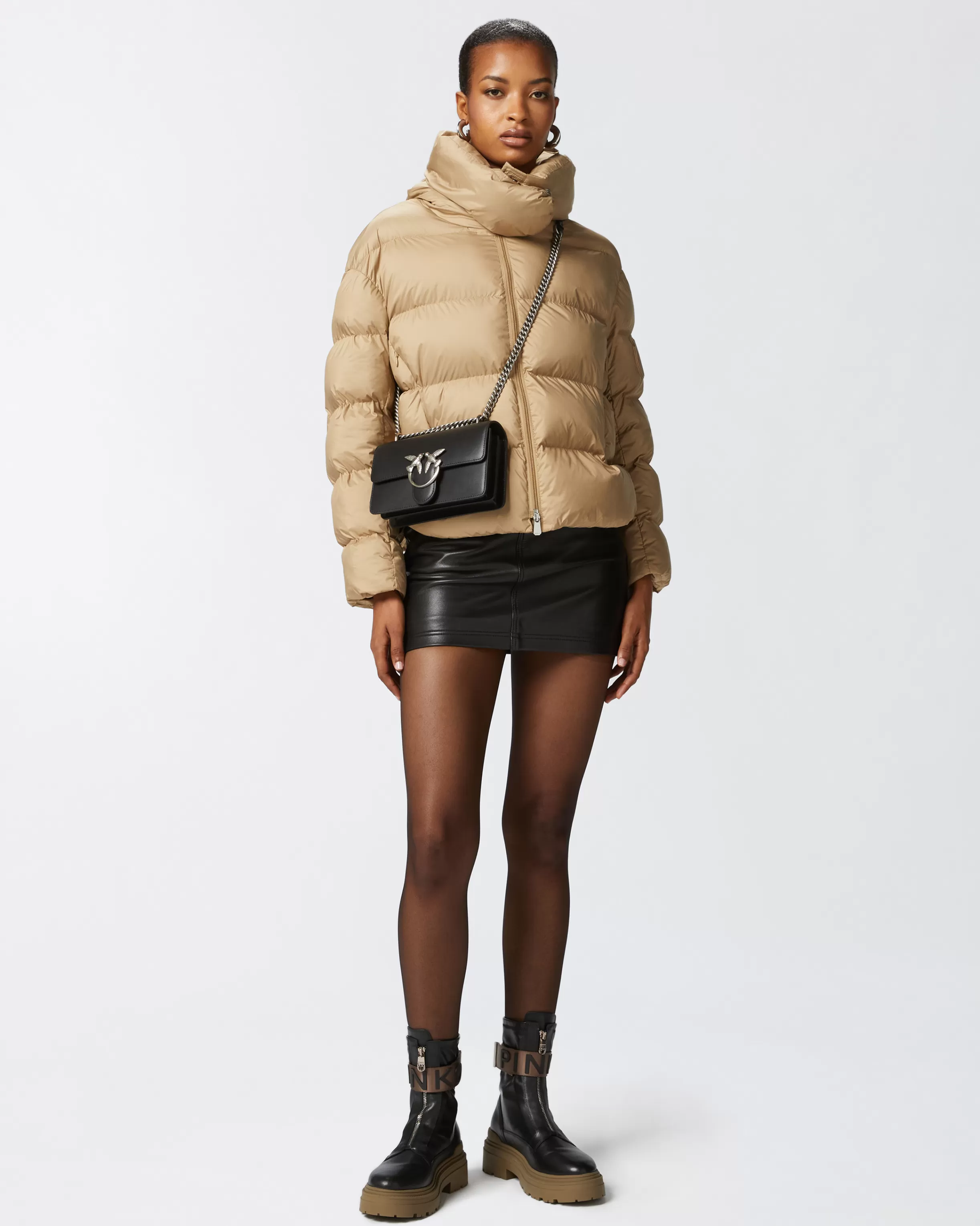 PINKO Padded down jacket with high wrap-around collar