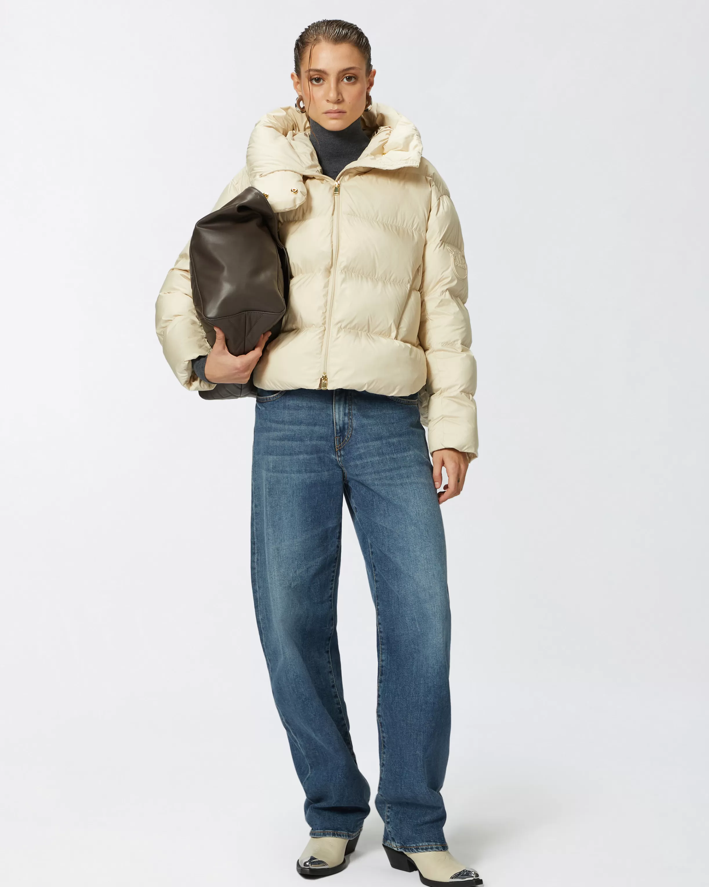 PINKO Padded down jacket with high wrap-around collar