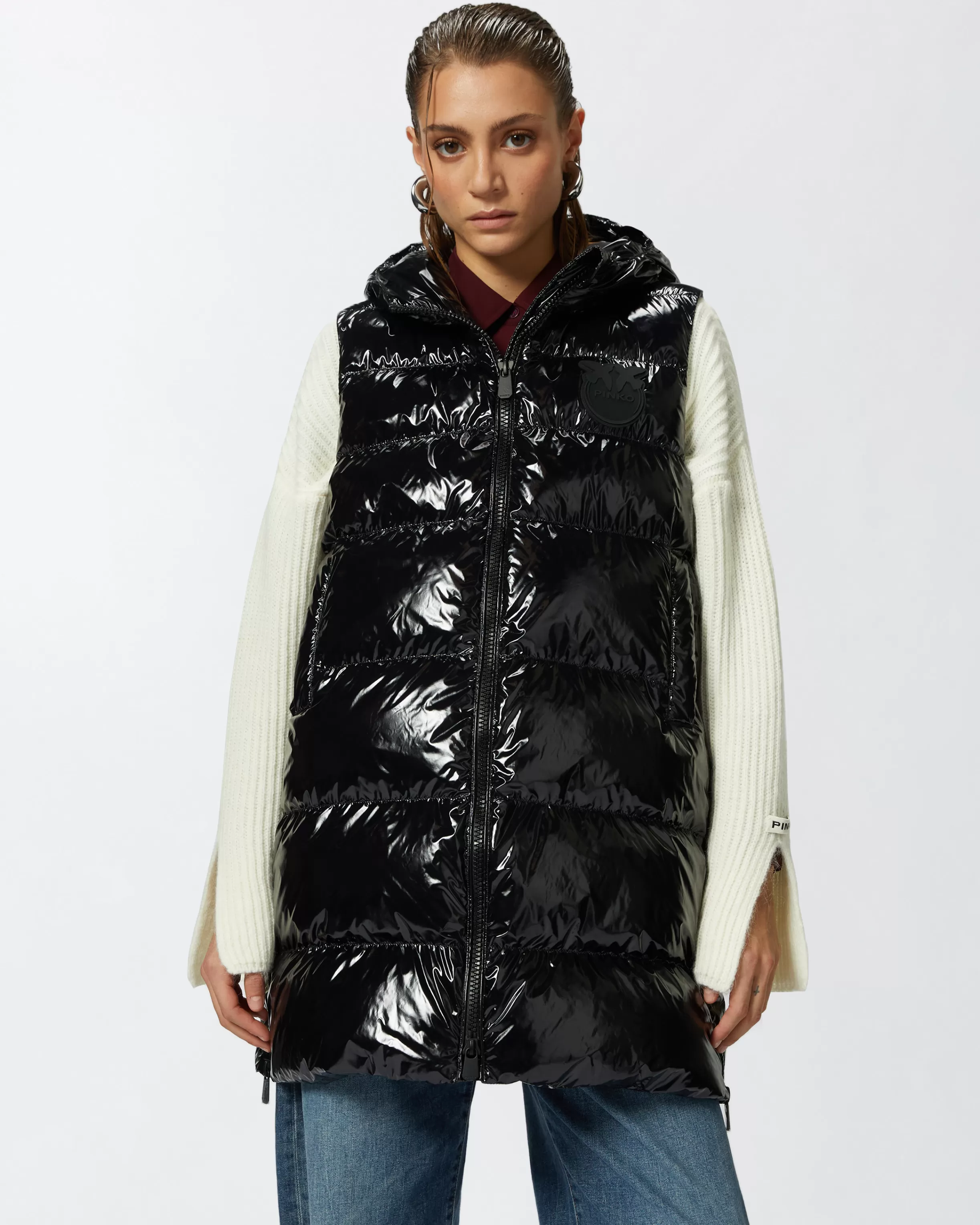 PINKO Padded puffer gilet with hood