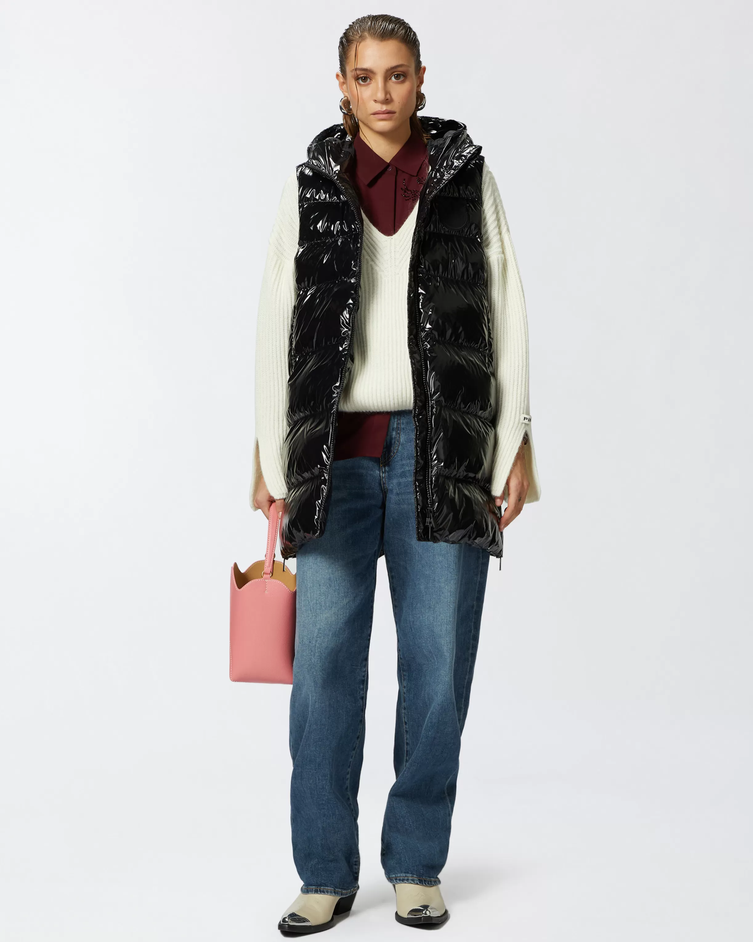 PINKO Padded puffer gilet with hood