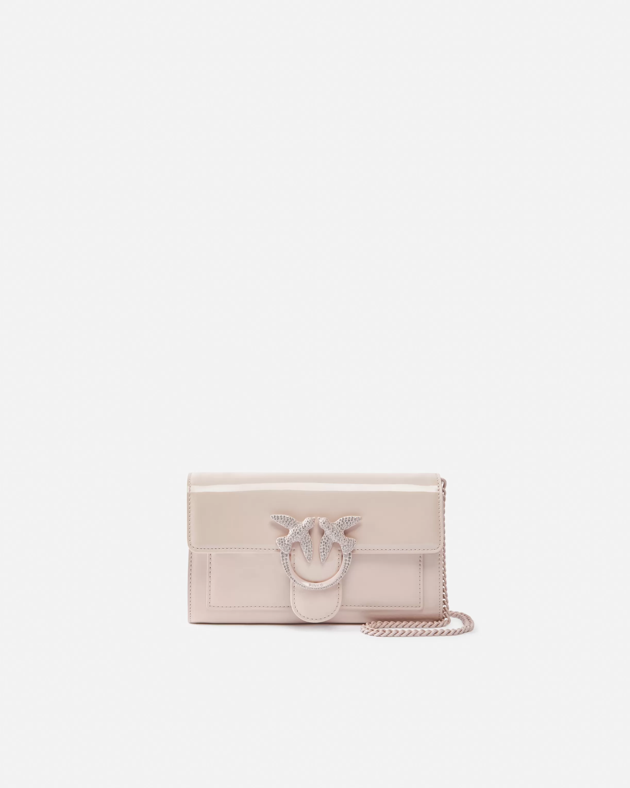 PINKO Patent bird buckle wallet with shoulder strap