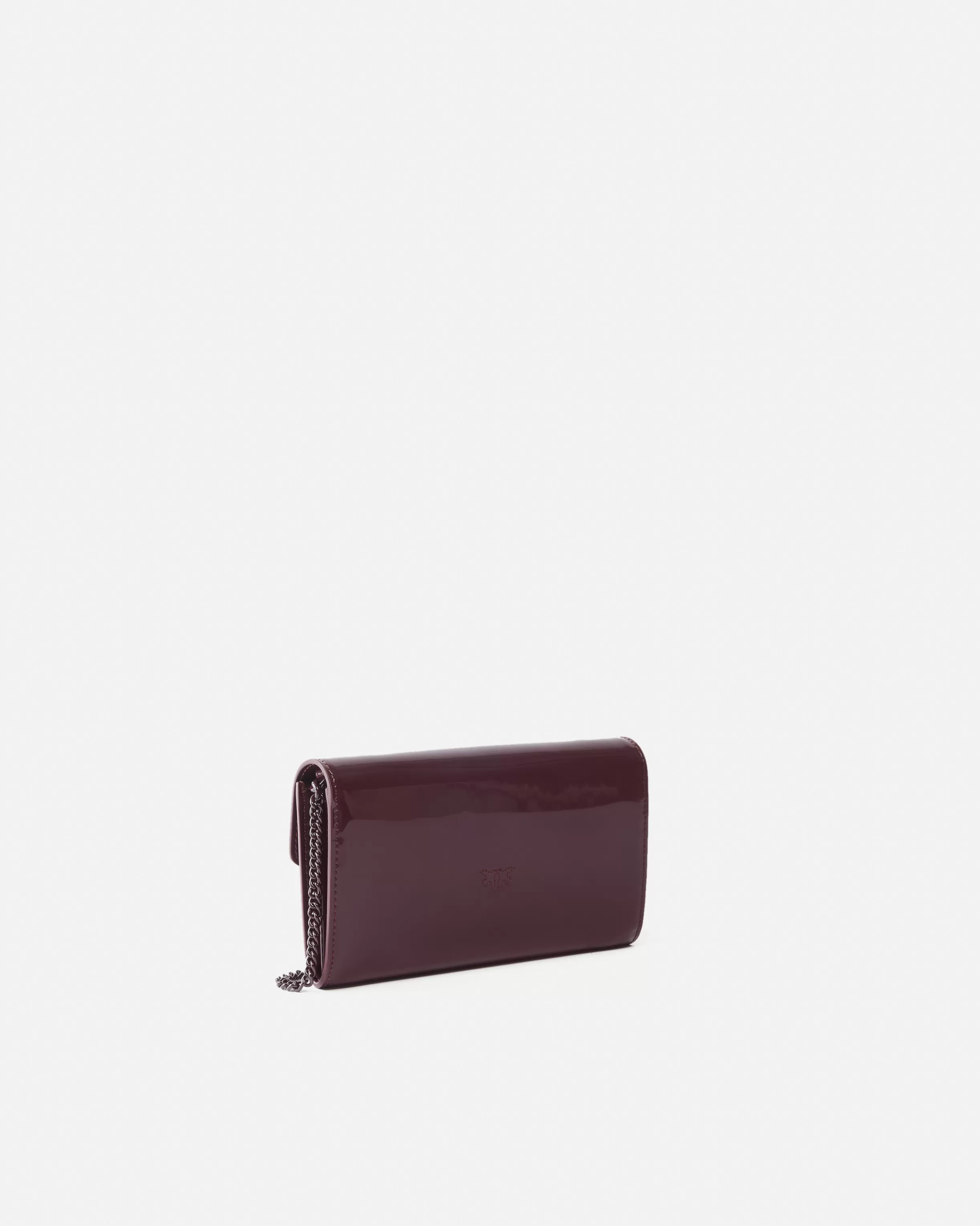 PINKO Patent bird buckle wallet with shoulder strap