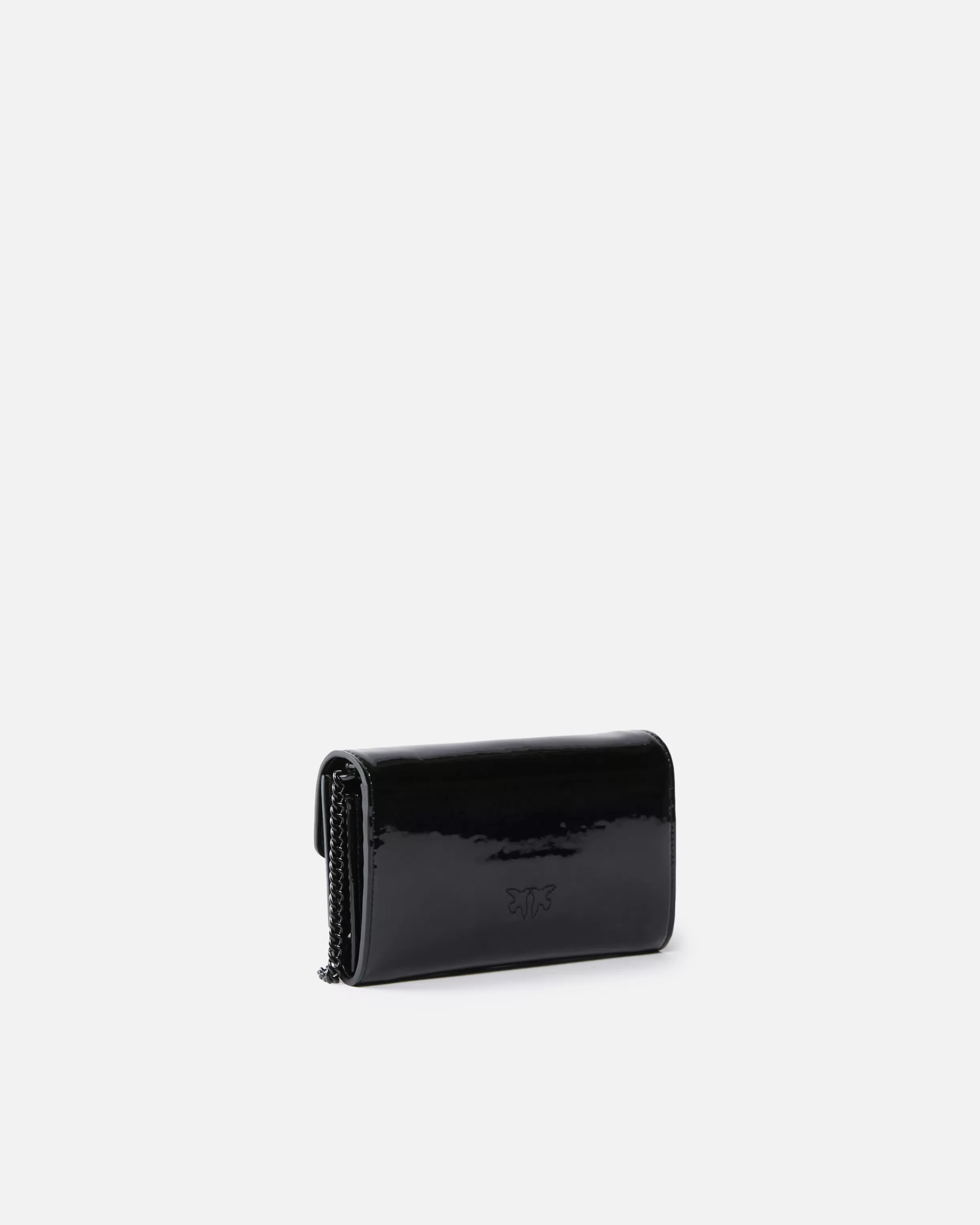 PINKO Patent bird buckle wallet with shoulder strap