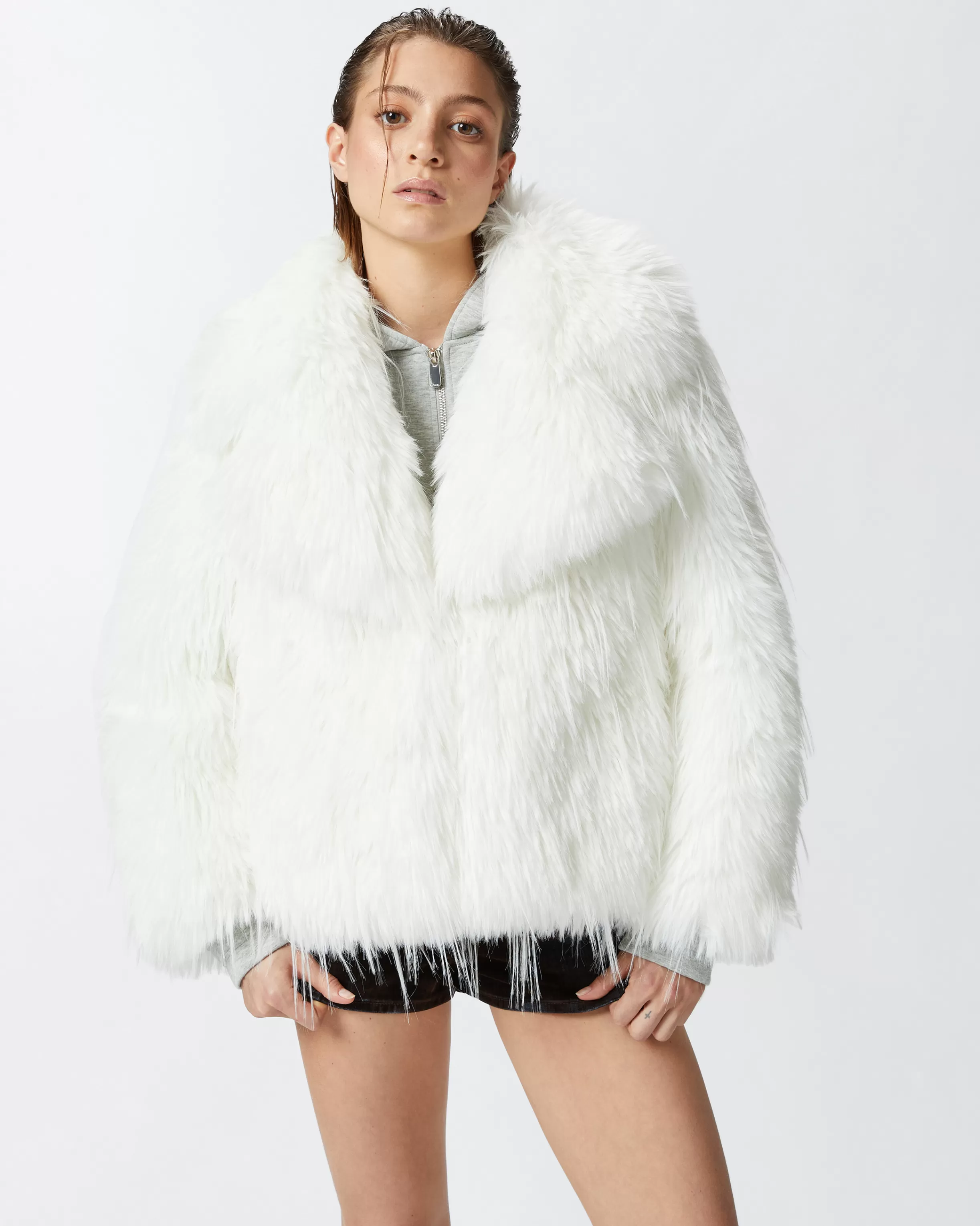 PINKO Pea coat in white faux fox fur