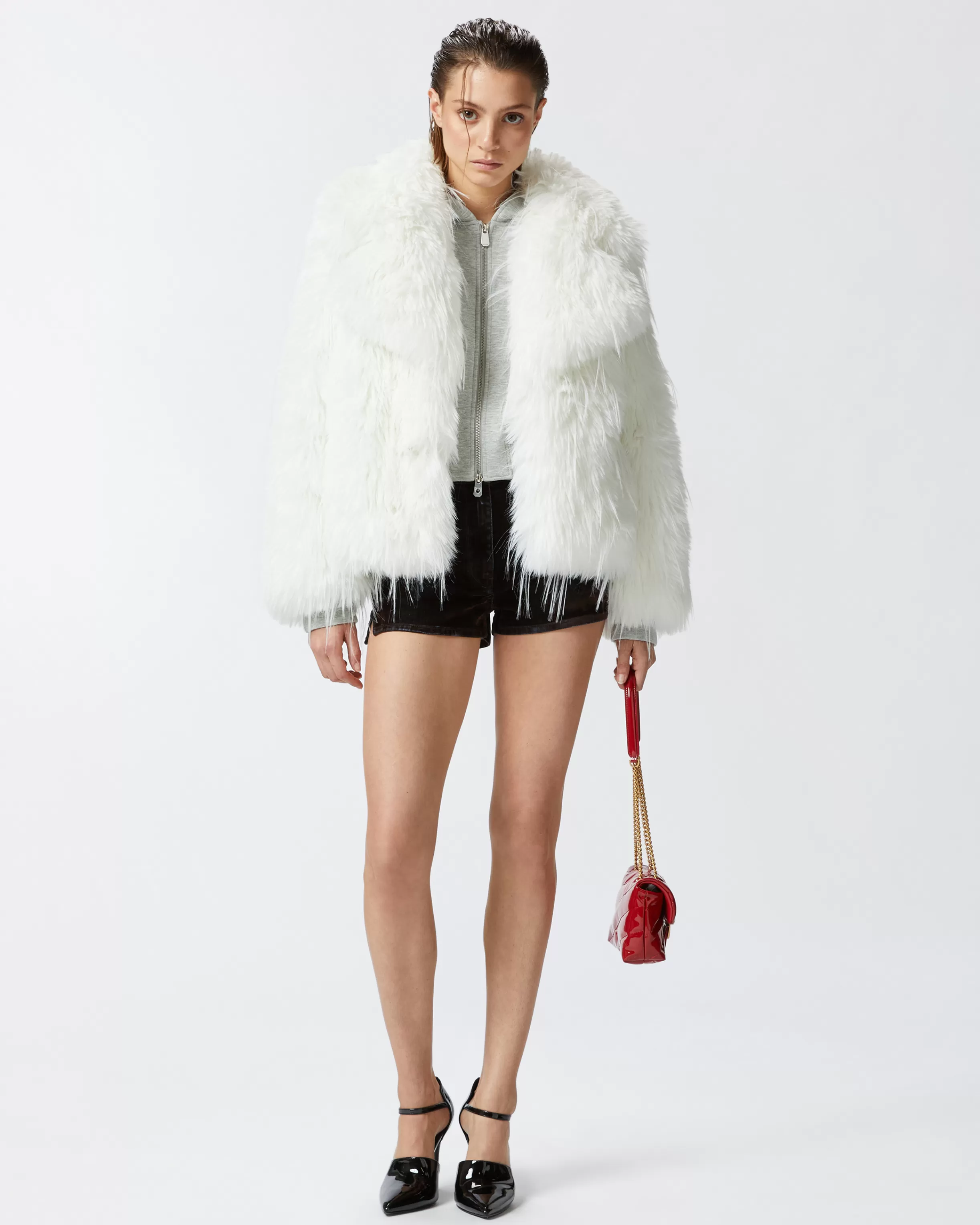 PINKO Pea coat in white faux fox fur