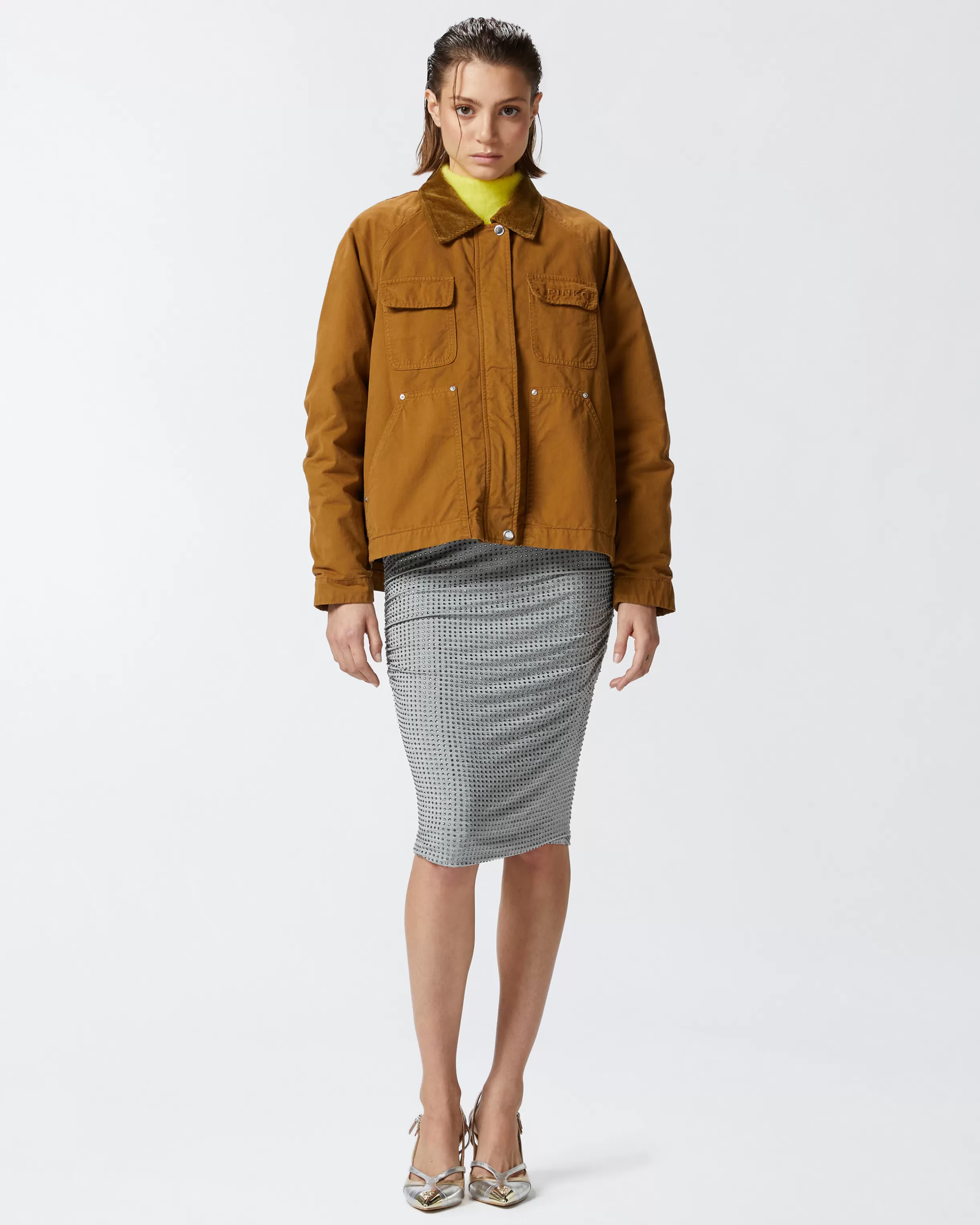 PINKO Pea jacket with corduroy collar