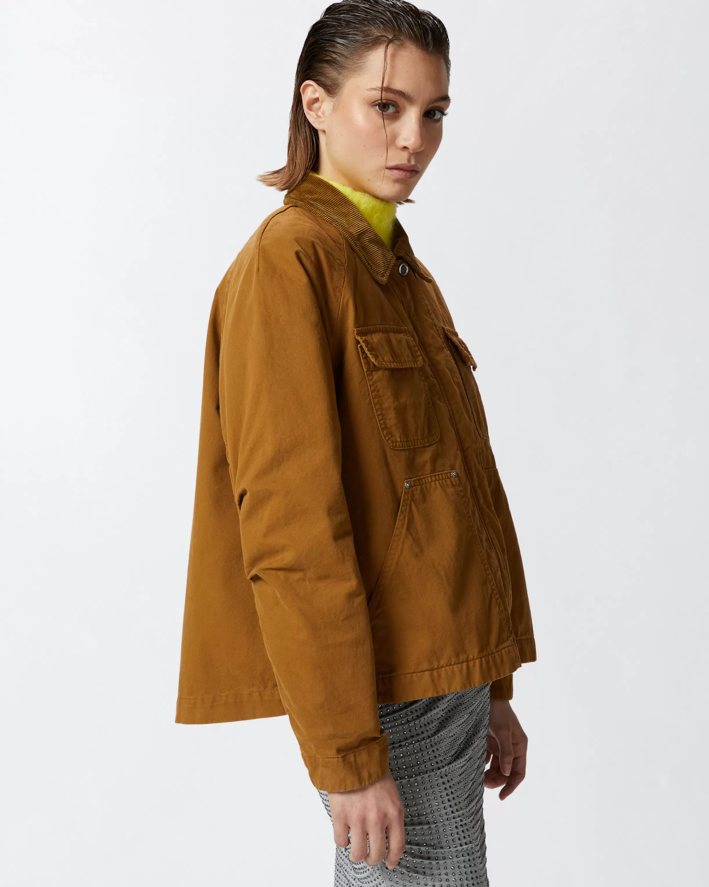 PINKO Pea jacket with corduroy collar