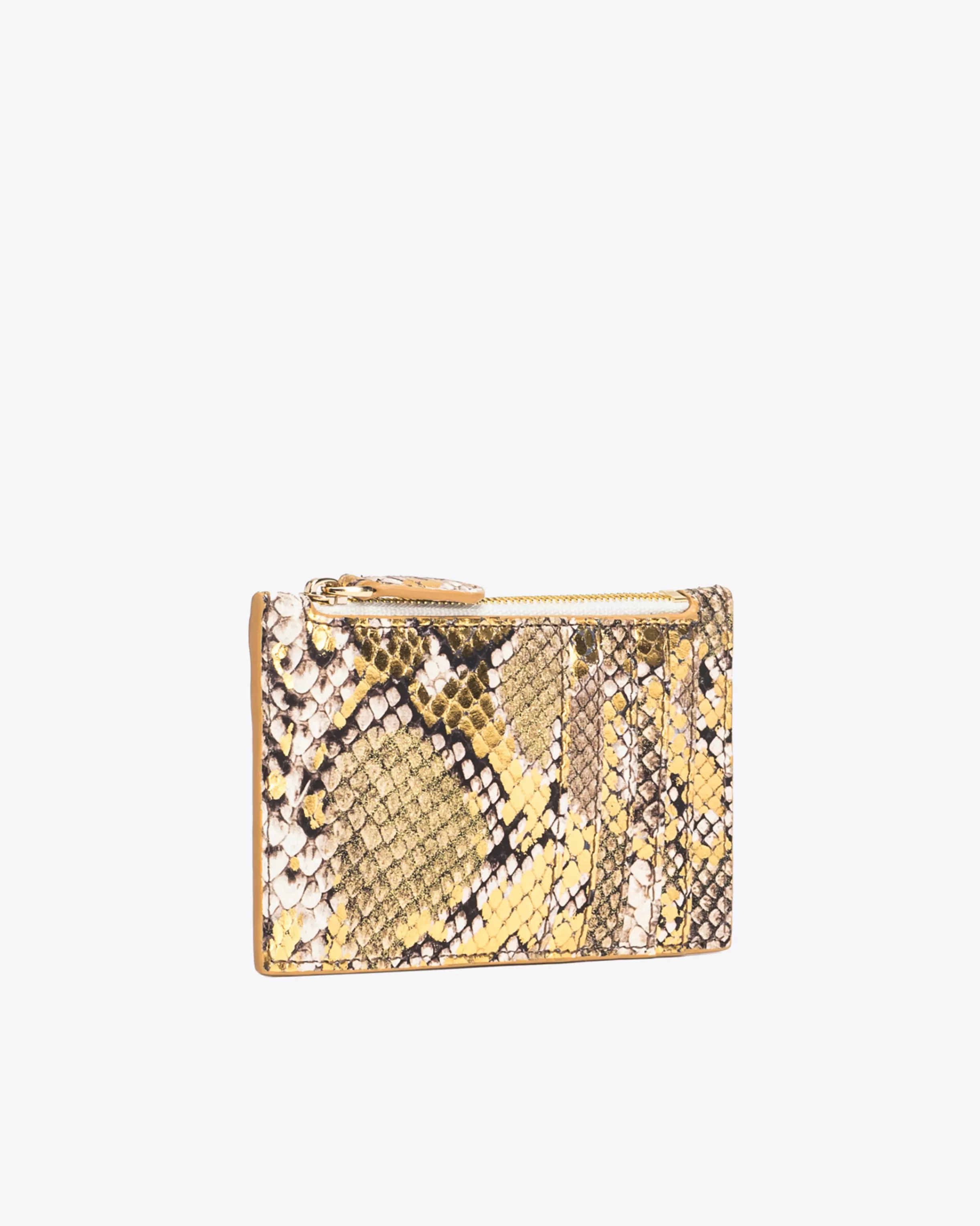 PINKO Galleria card holder in laminated reptile-print leather