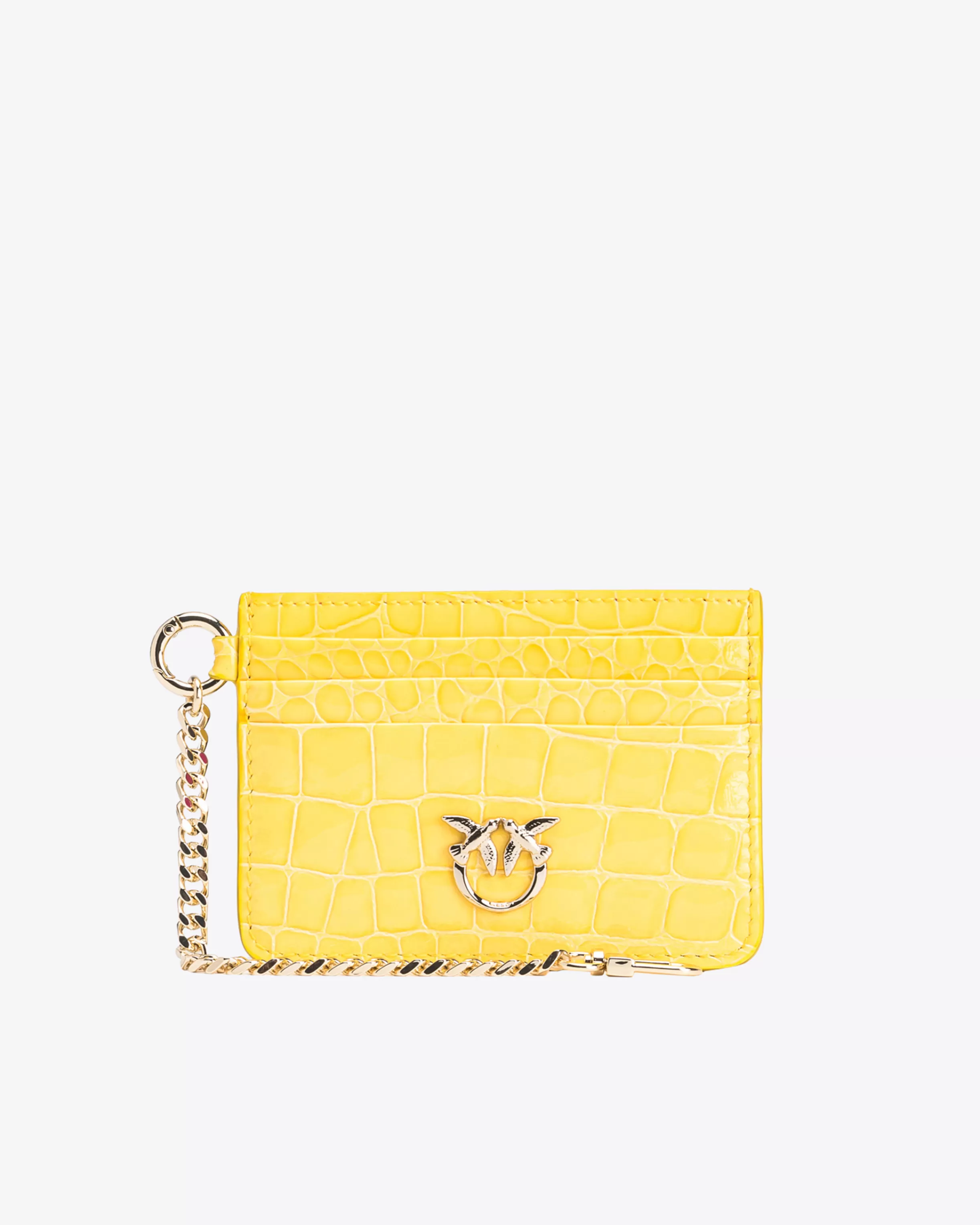 PINKO Galleria card holder in shiny coloured croc-print leather