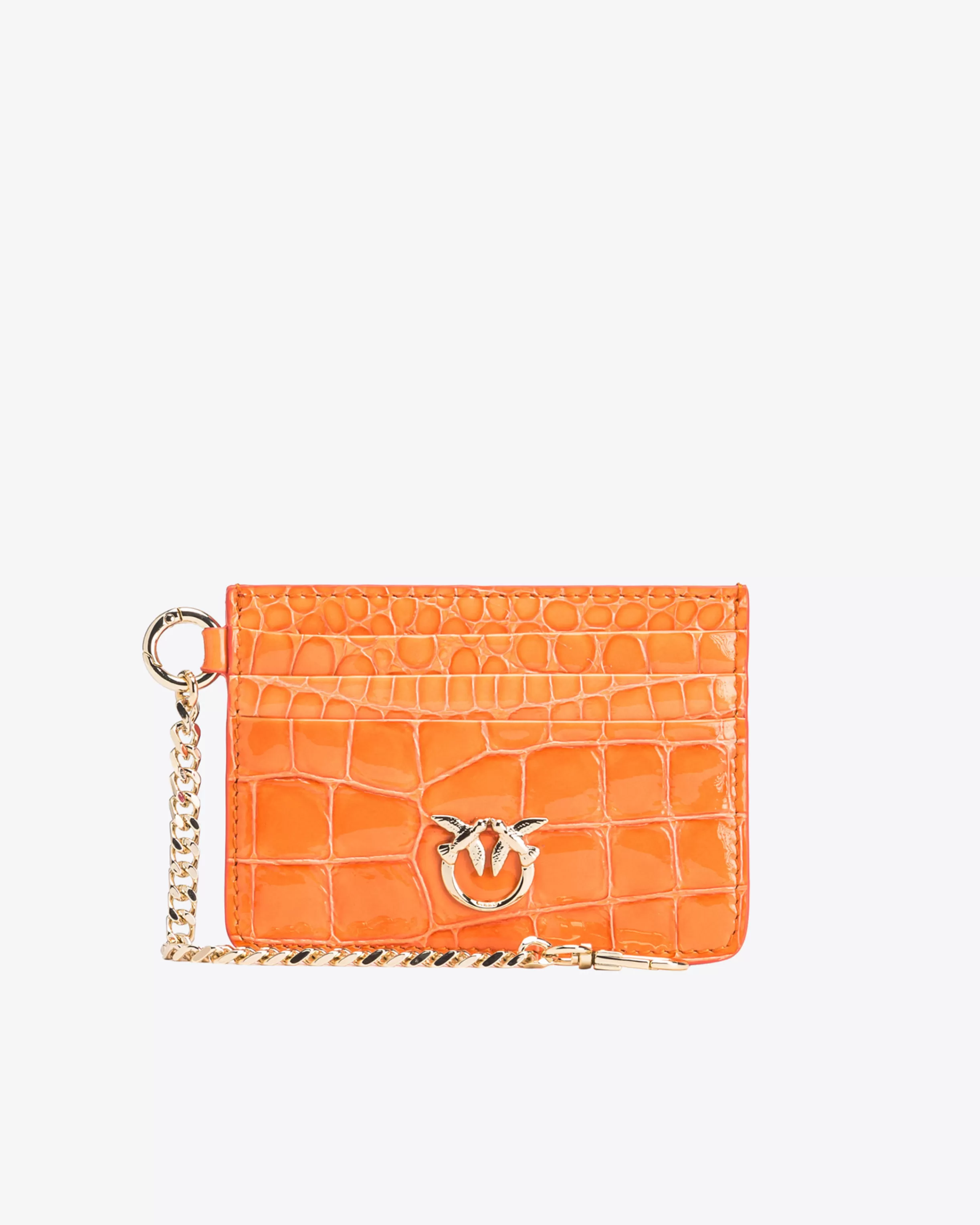 PINKO Galleria card holder in shiny coloured croc-print leather