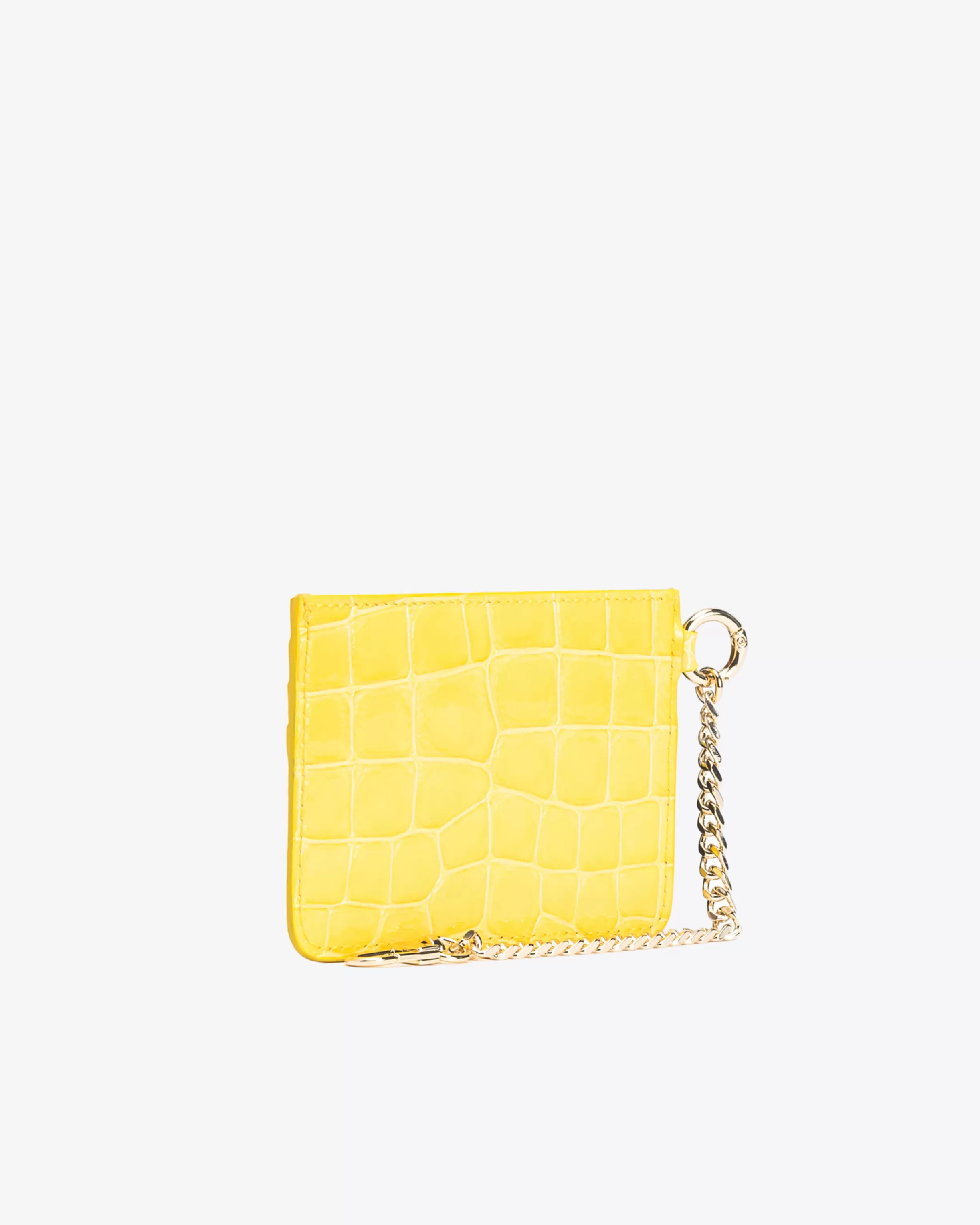 PINKO Galleria card holder in shiny coloured croc-print leather