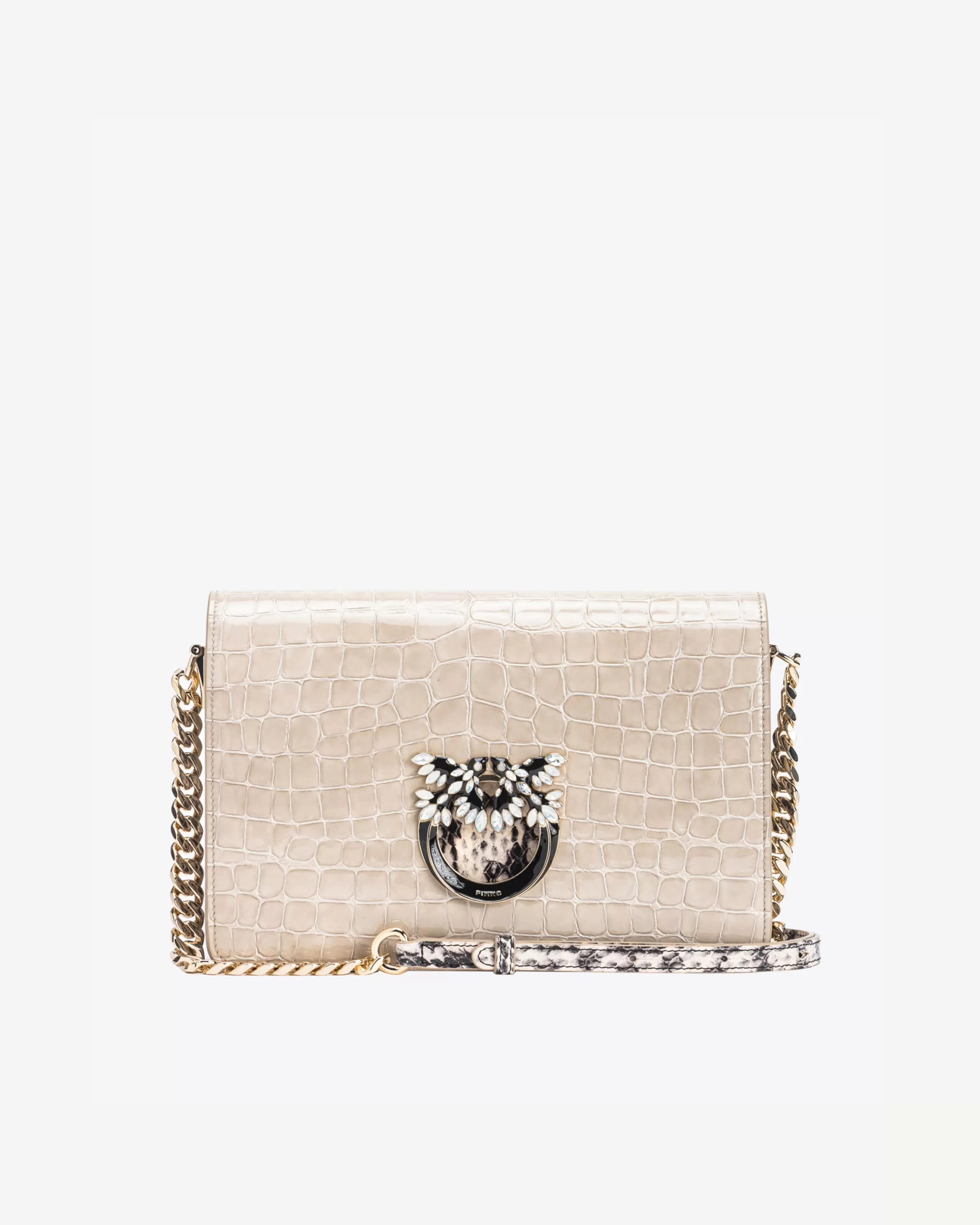 PINKO Galleria Classic Love Bag Click in crocodile- and reptile-print leather