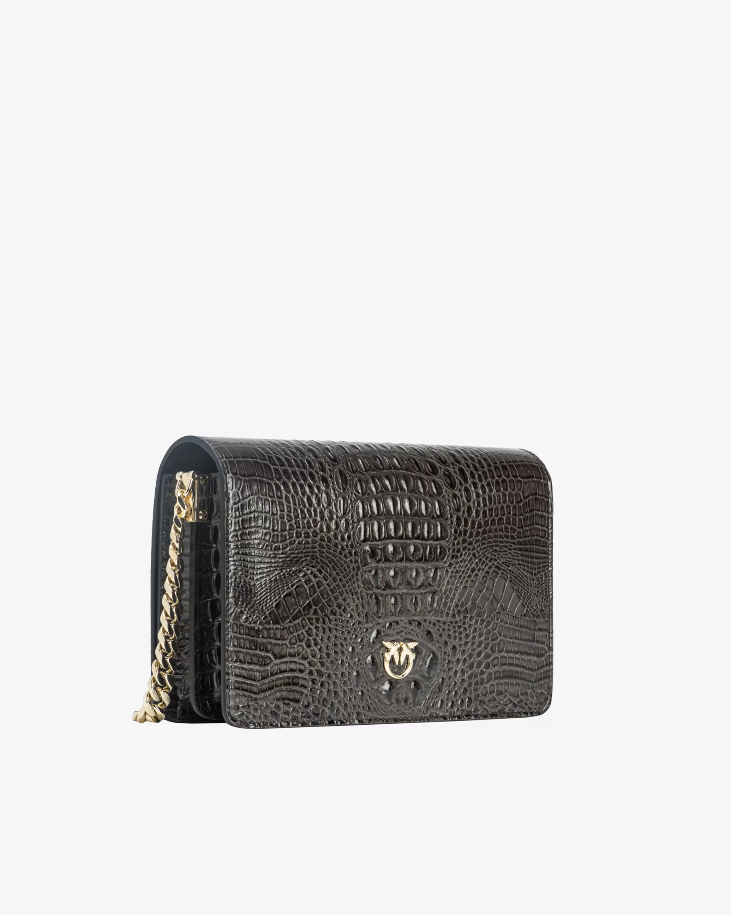 PINKO Galleria Classic Love Bag Click in shiny crocodile-print leather