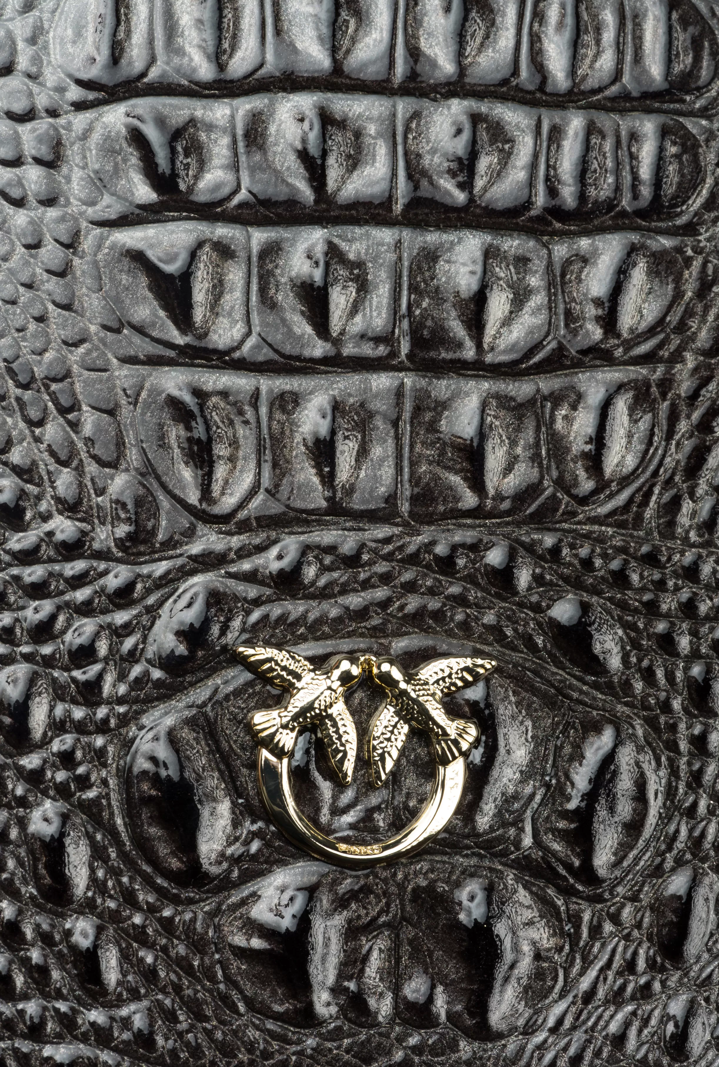 PINKO Galleria Classic Love Bag Click in shiny crocodile-print leather