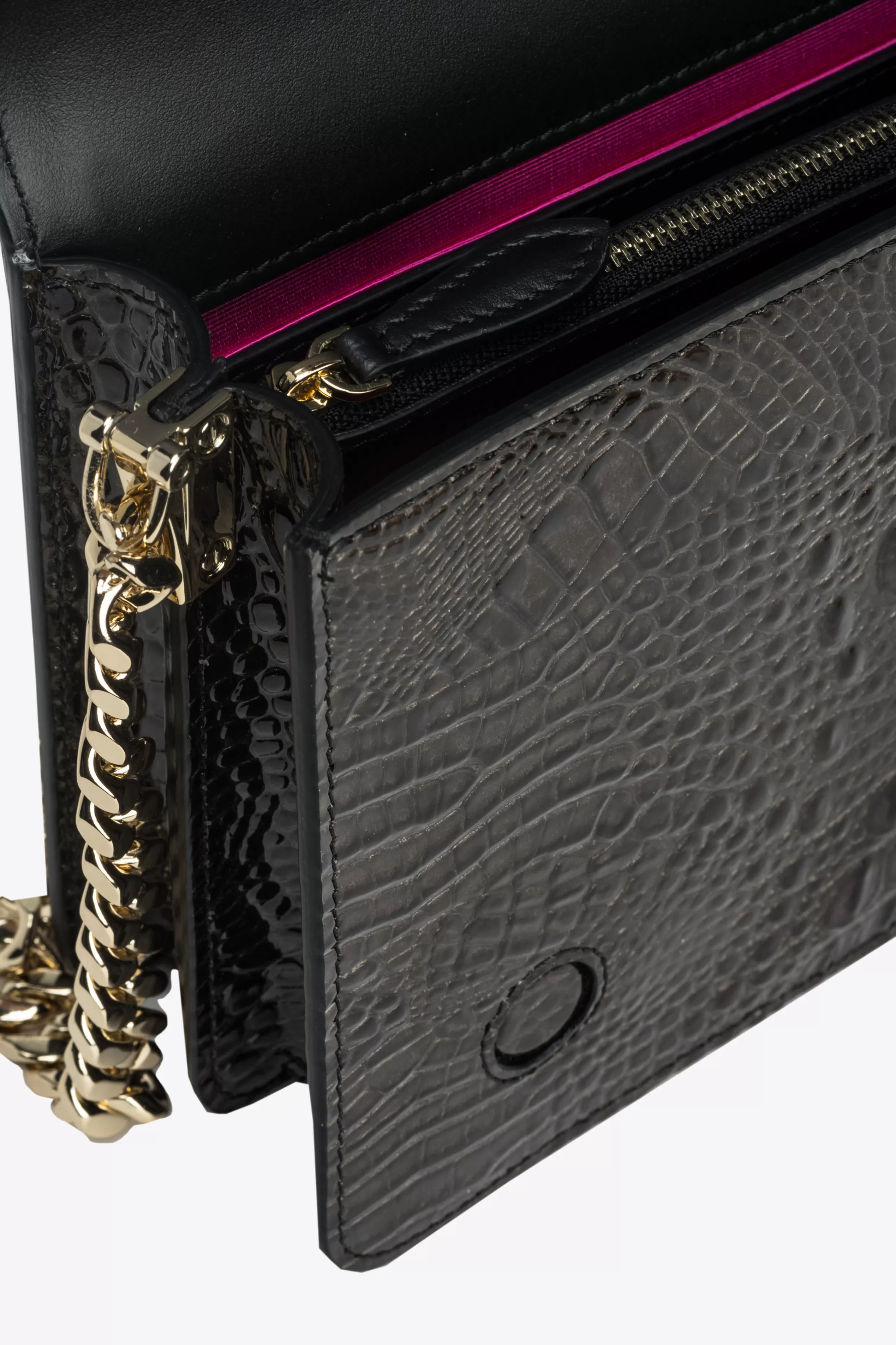 PINKO Galleria Classic Love Bag Click in shiny crocodile-print leather